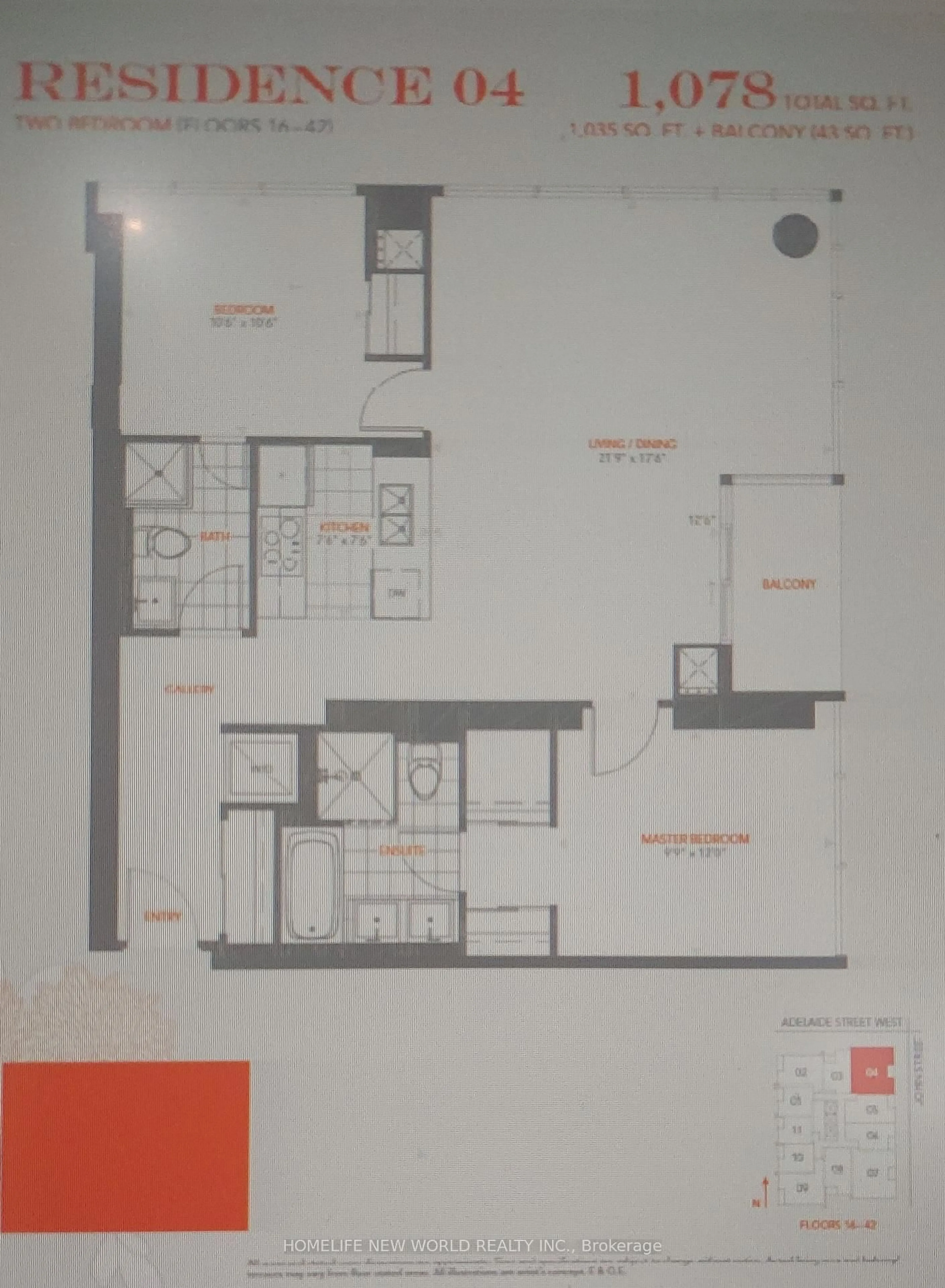 Floor plan for 295 Adelaide St #2004, Toronto Ontario M5V 0L4