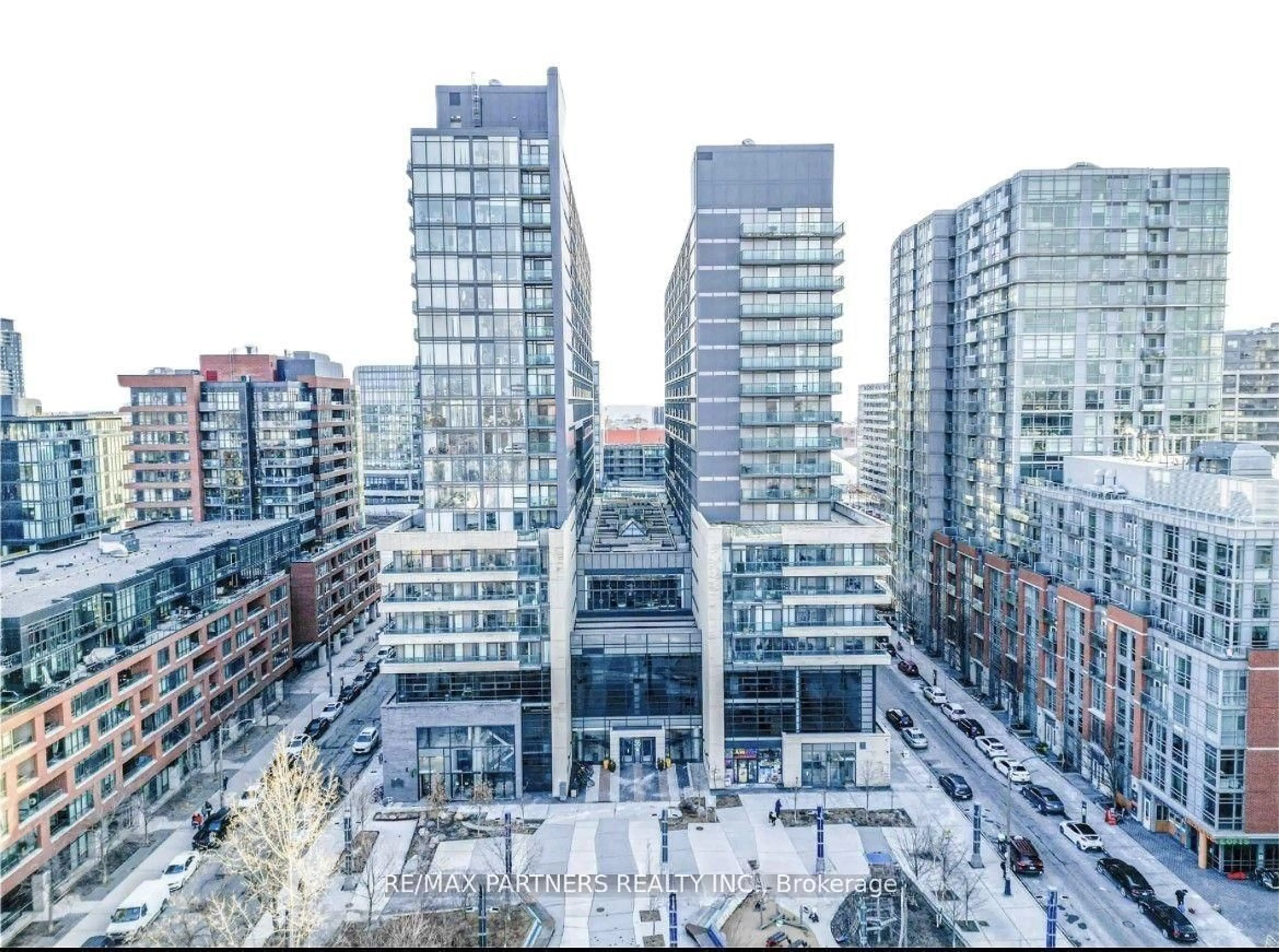 A pic from outside/outdoor area/front of a property/back of a property/a pic from drone, city buildings view from balcony for 36 Lisgar St #2201E, Toronto Ontario M6J 0C7