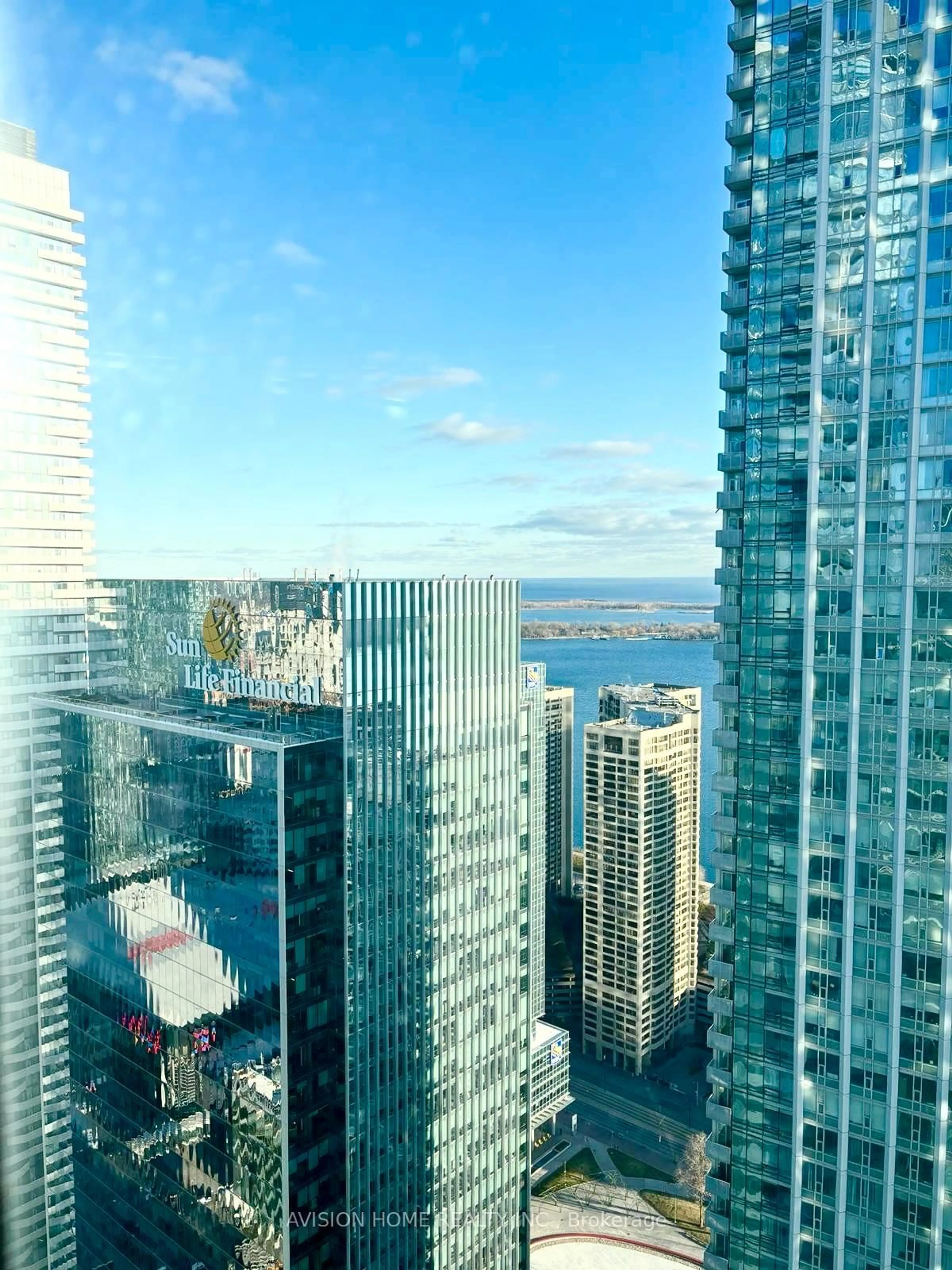 A pic from outside/outdoor area/front of a property/back of a property/a pic from drone, city buildings view from balcony for 12 York St #4911, Toronto Ontario M5J 0A9