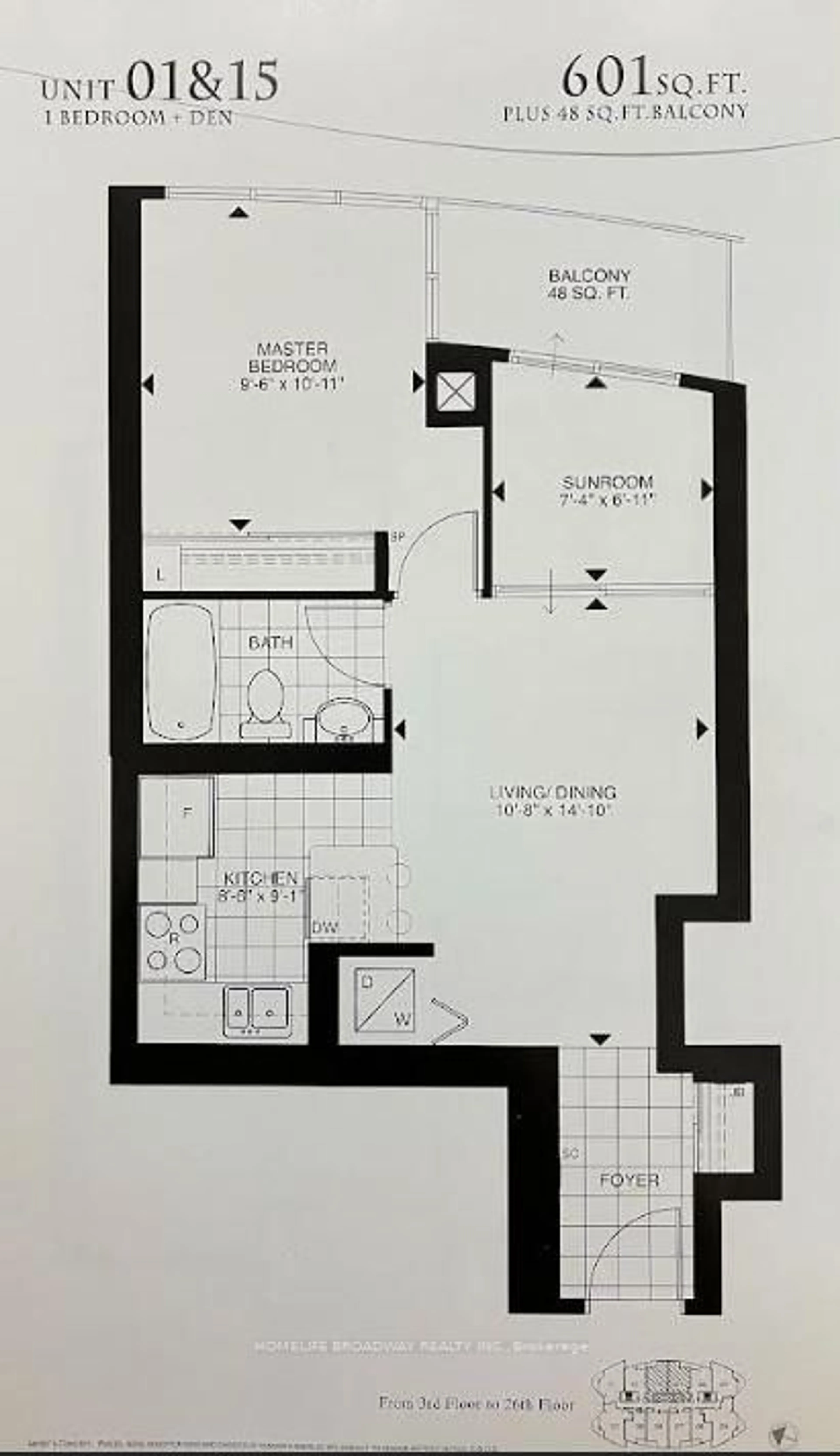Floor plan for 18 Holmes Ave #2215, Toronto Ontario M2N 0E1