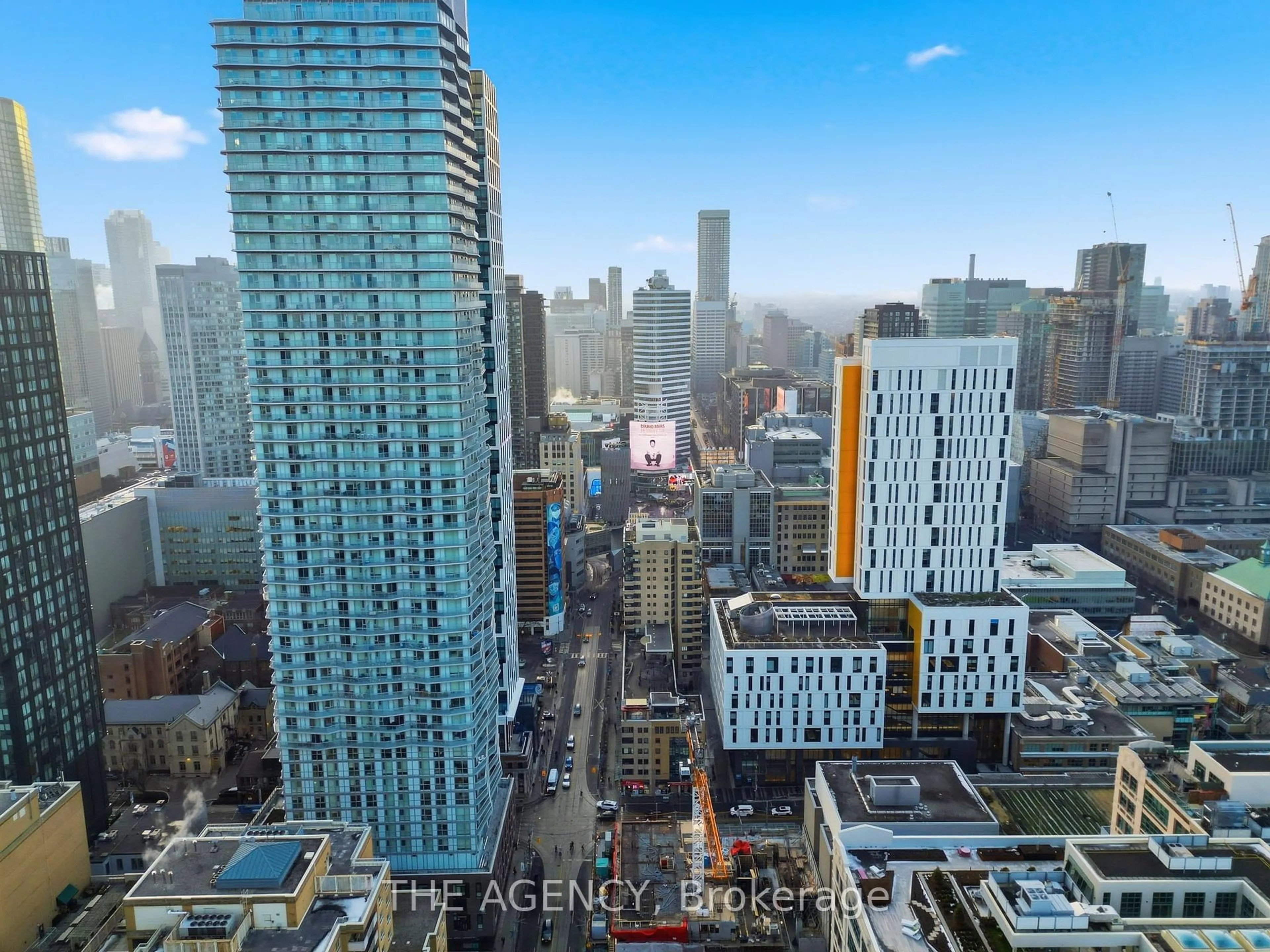 A pic from outside/outdoor area/front of a property/back of a property/a pic from drone, city buildings view from balcony for 251 Jarvis St #4807, Toronto Ontario M5B 2C2