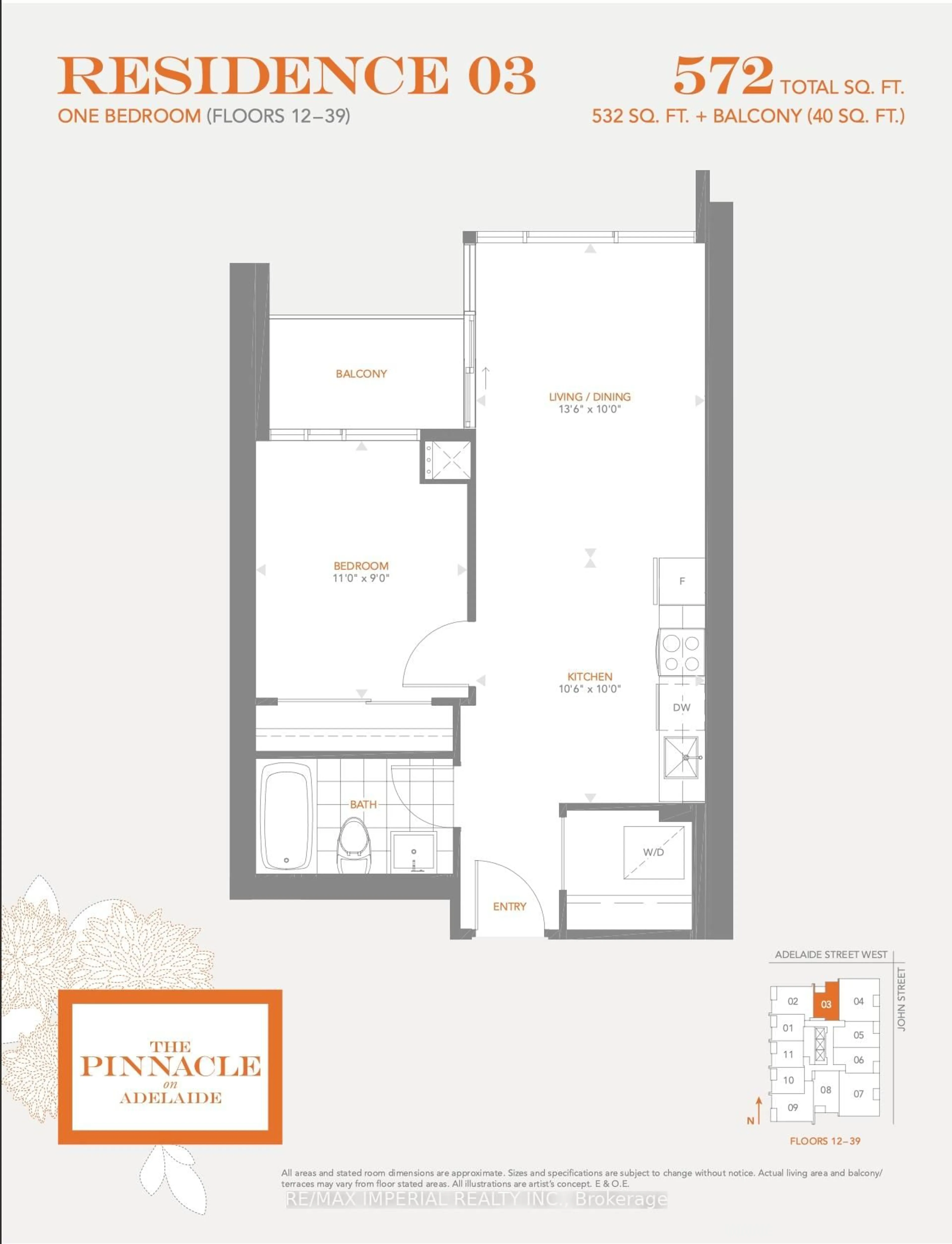 Floor plan for 295 Adelaide St #1503, Toronto Ontario M5V 0L4