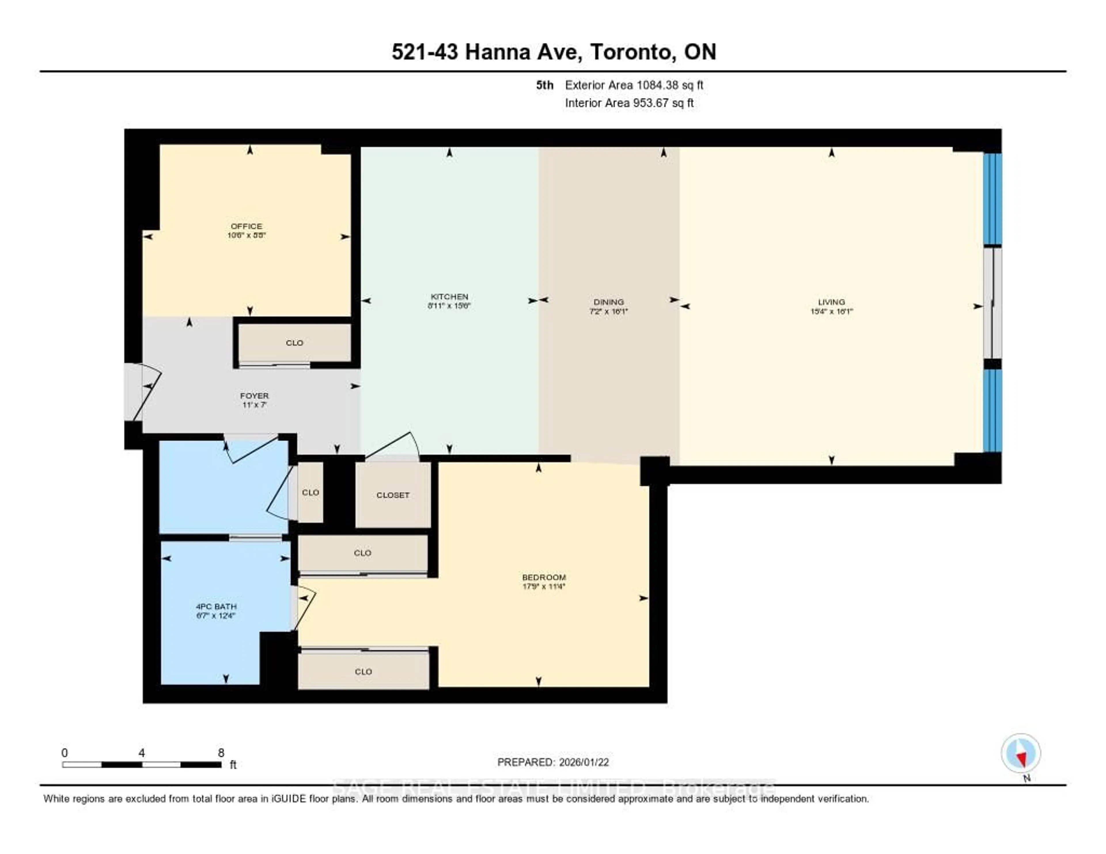 Floor plan for 43 Hanna Ave #521, Toronto Ontario M6K 1X1
