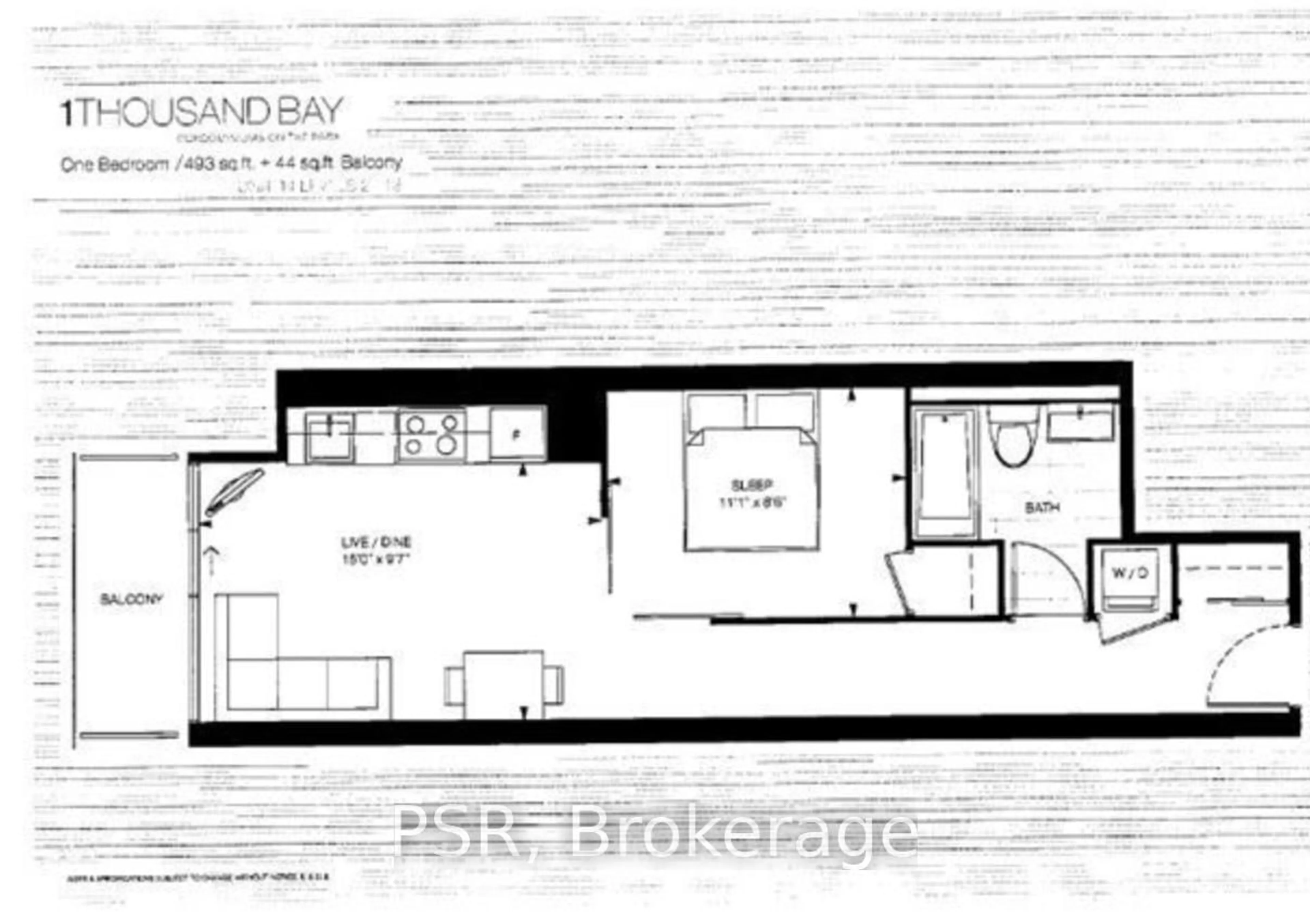 Floor plan for 57 St Joseph St #1114, Toronto Ontario M5S 0C5