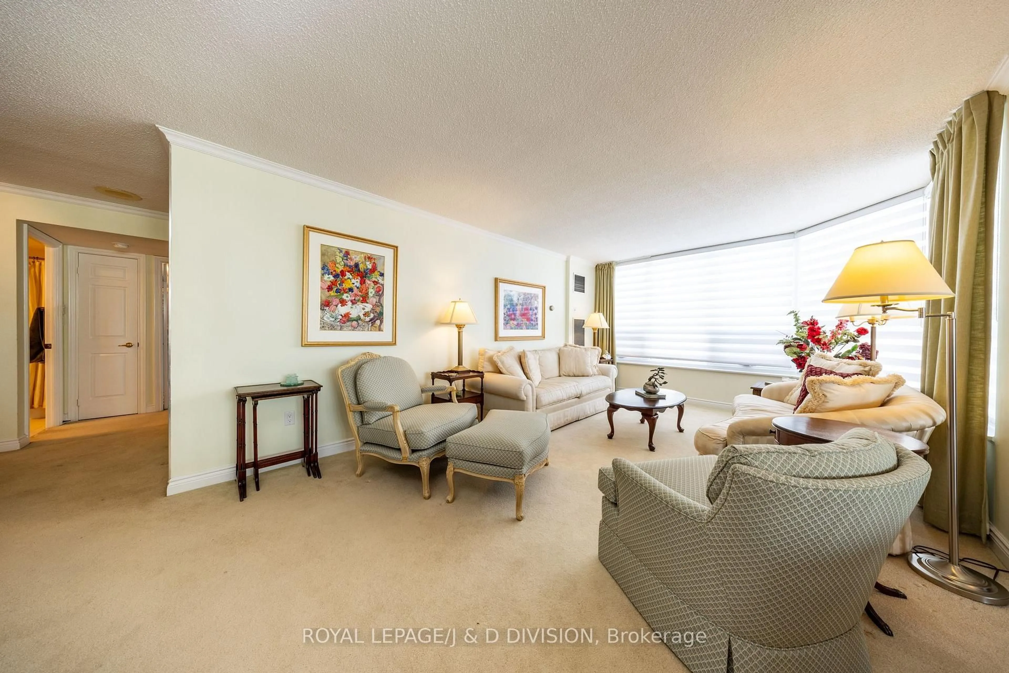 Living room with furniture, carpet floor for 65 Spring Garden Ave #1710, Toronto Ontario M2N 6H9
