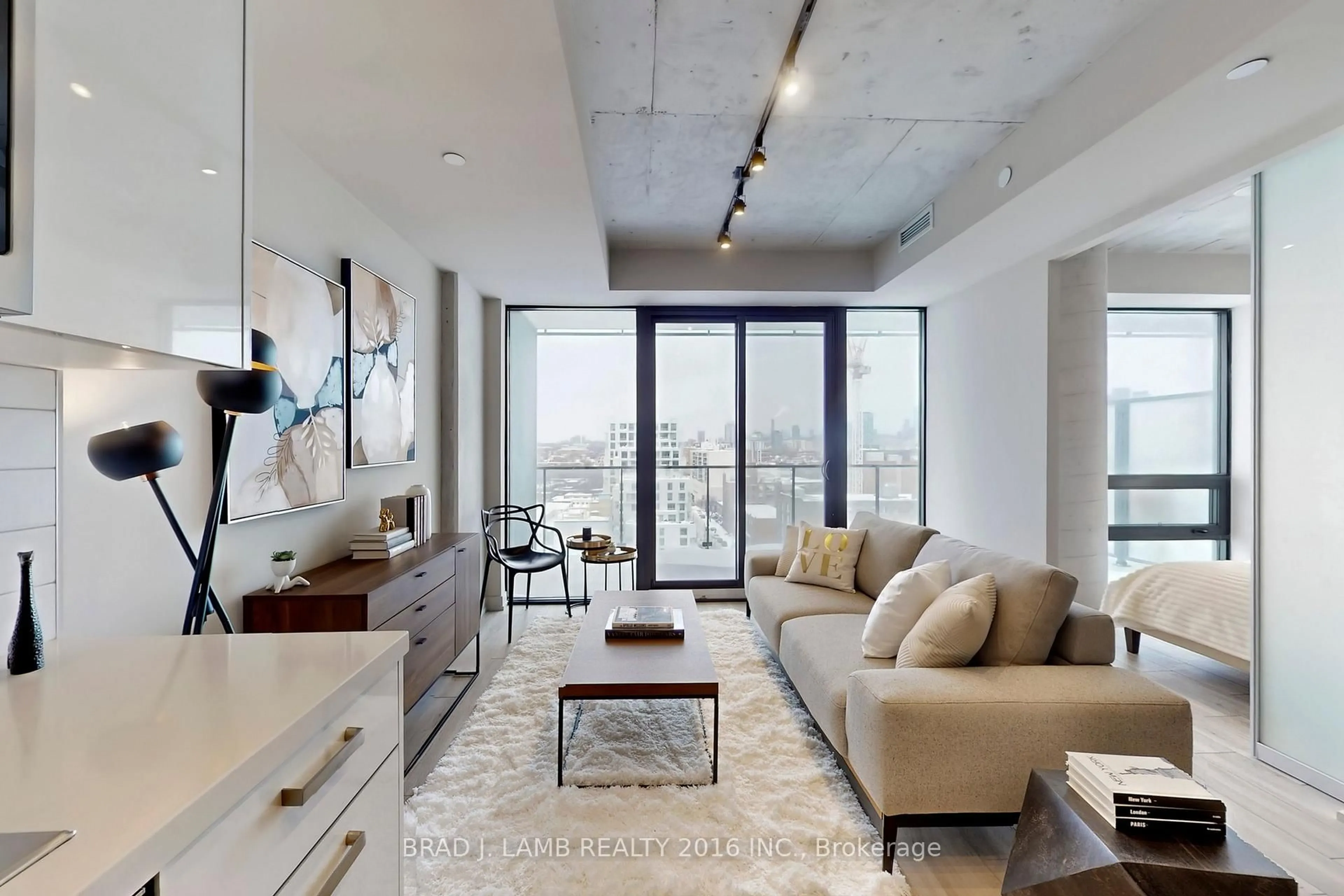 Living room with furniture, cement floor for 458 Richmond St #1207, Toronto Ontario M5V 0S9