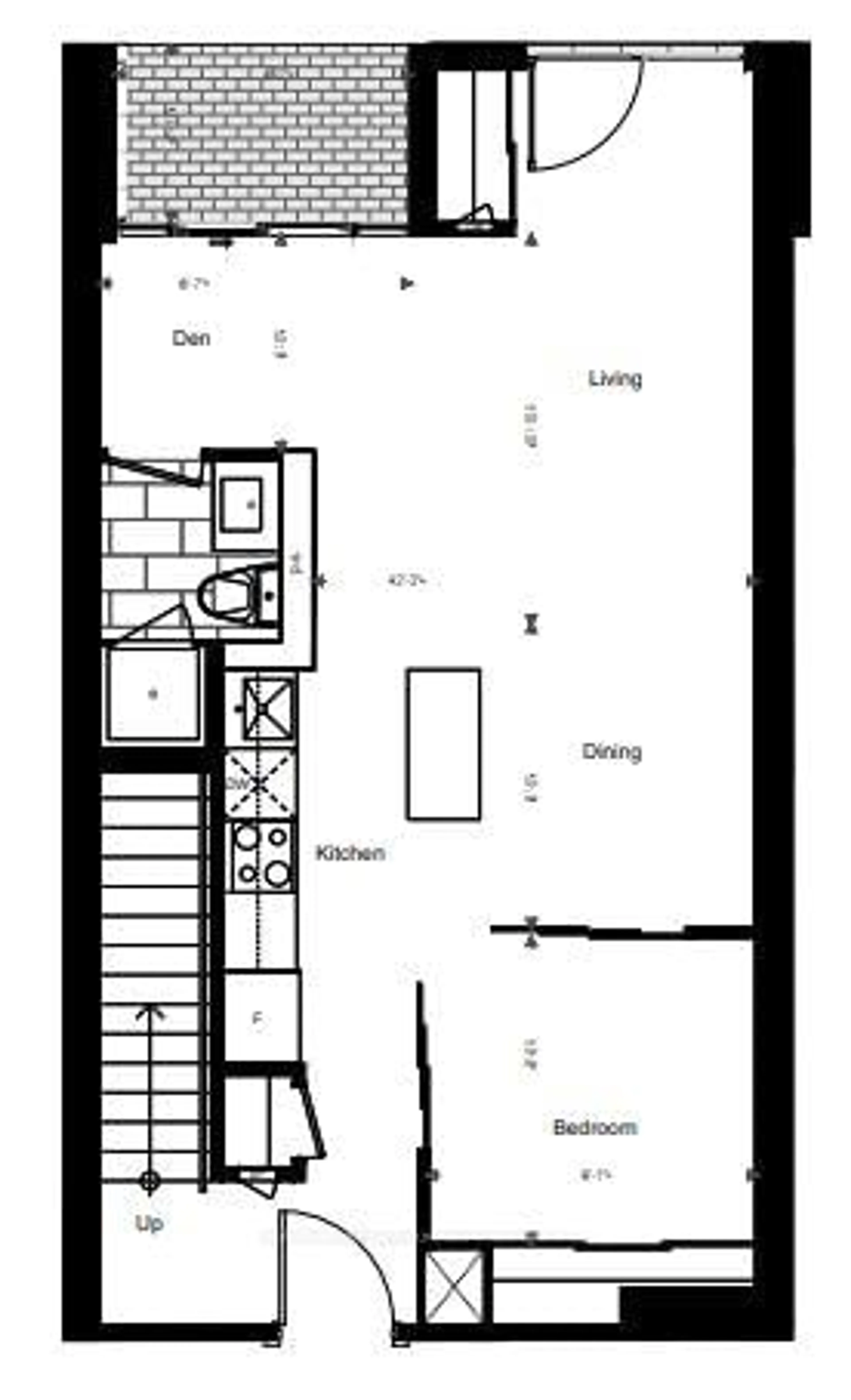 Floor plan for 60 Princess St #105 Se, Toronto Ontario M5A 2C7