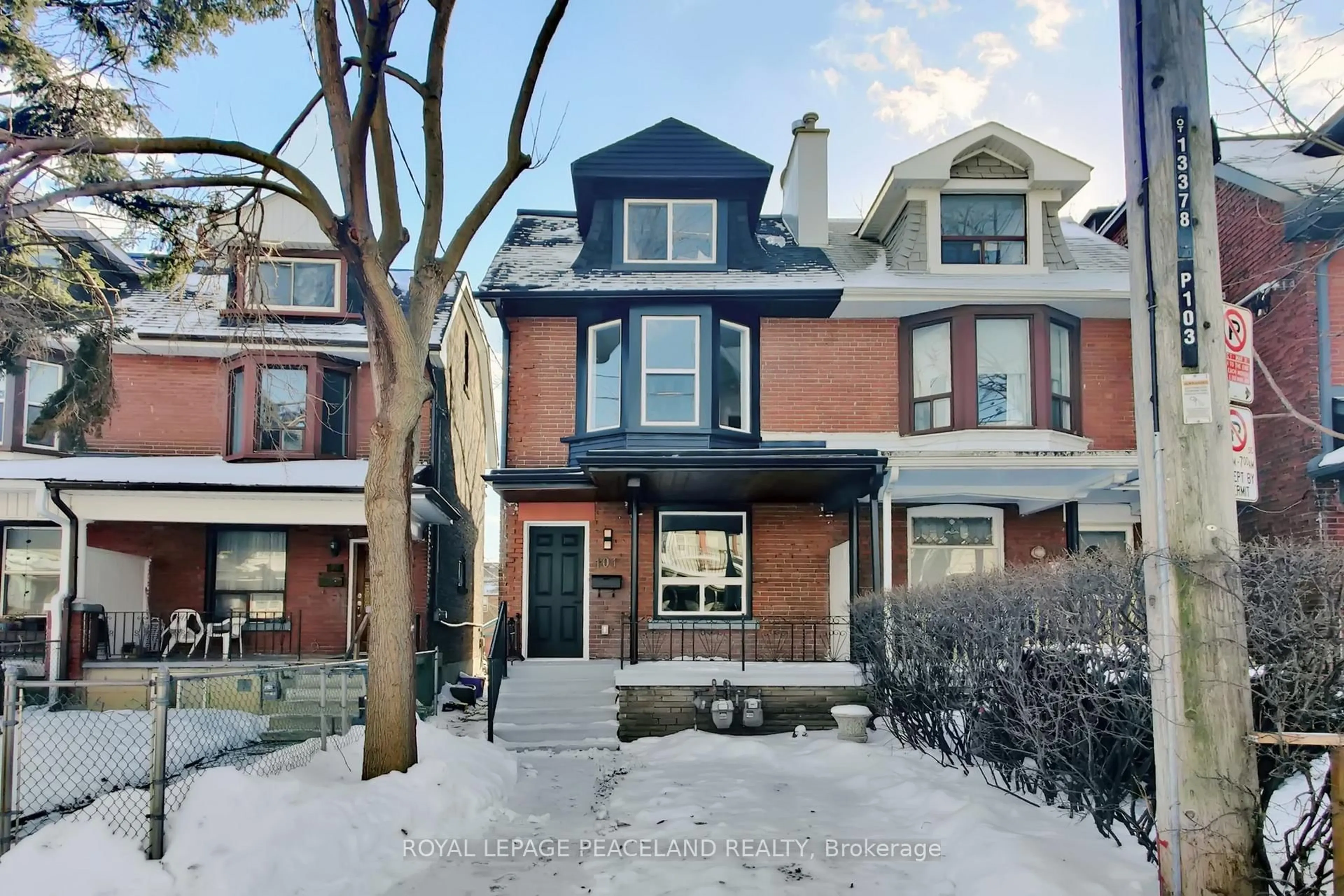 Home with brick exterior material, street for 101 Marchmount Rd, Toronto Ontario M6G 2B2