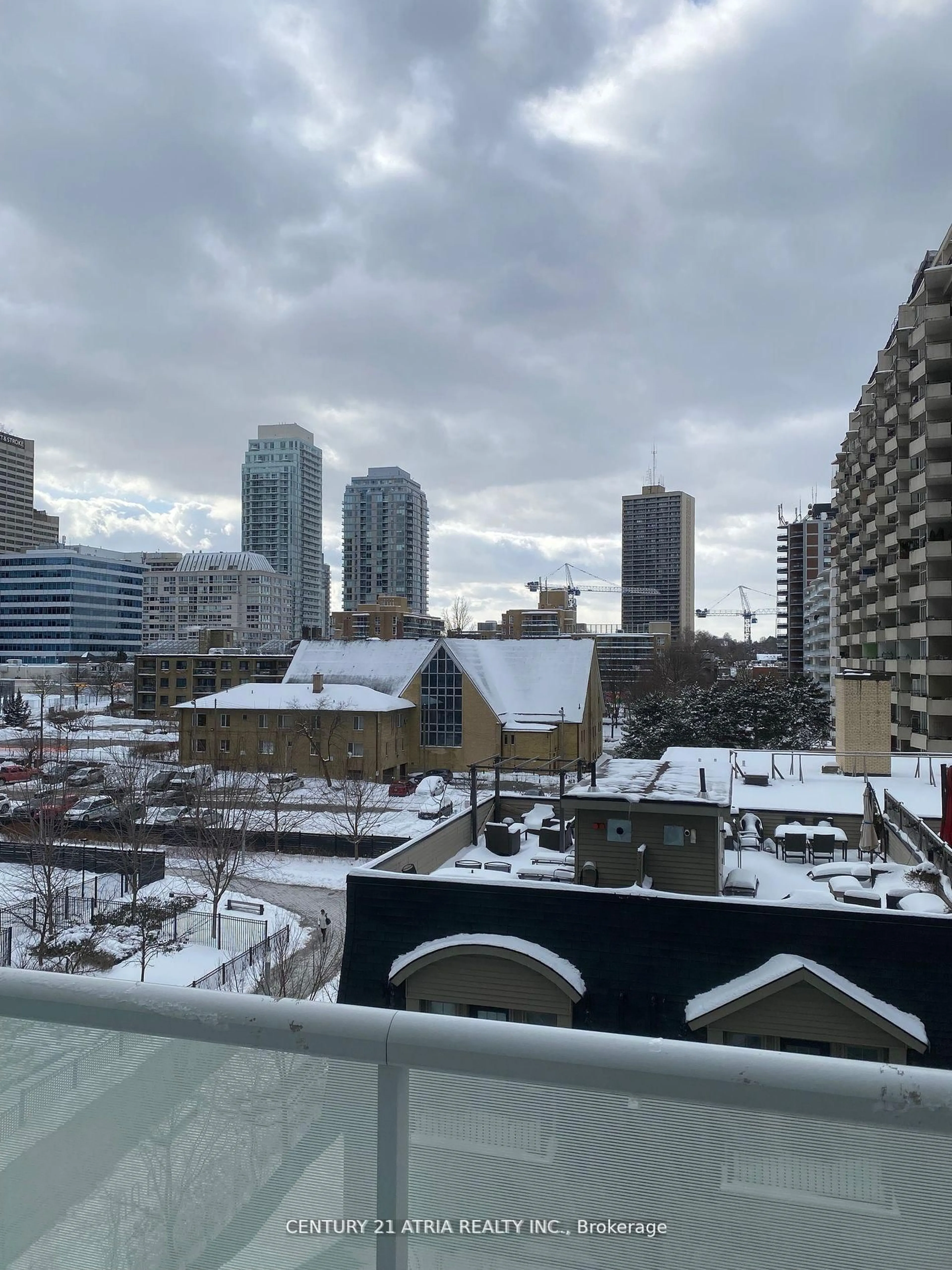 Balcony in the apartment, city buildings view from balcony for 101 Erskine Ave #512, Toronto Ontario M4P 1Y5