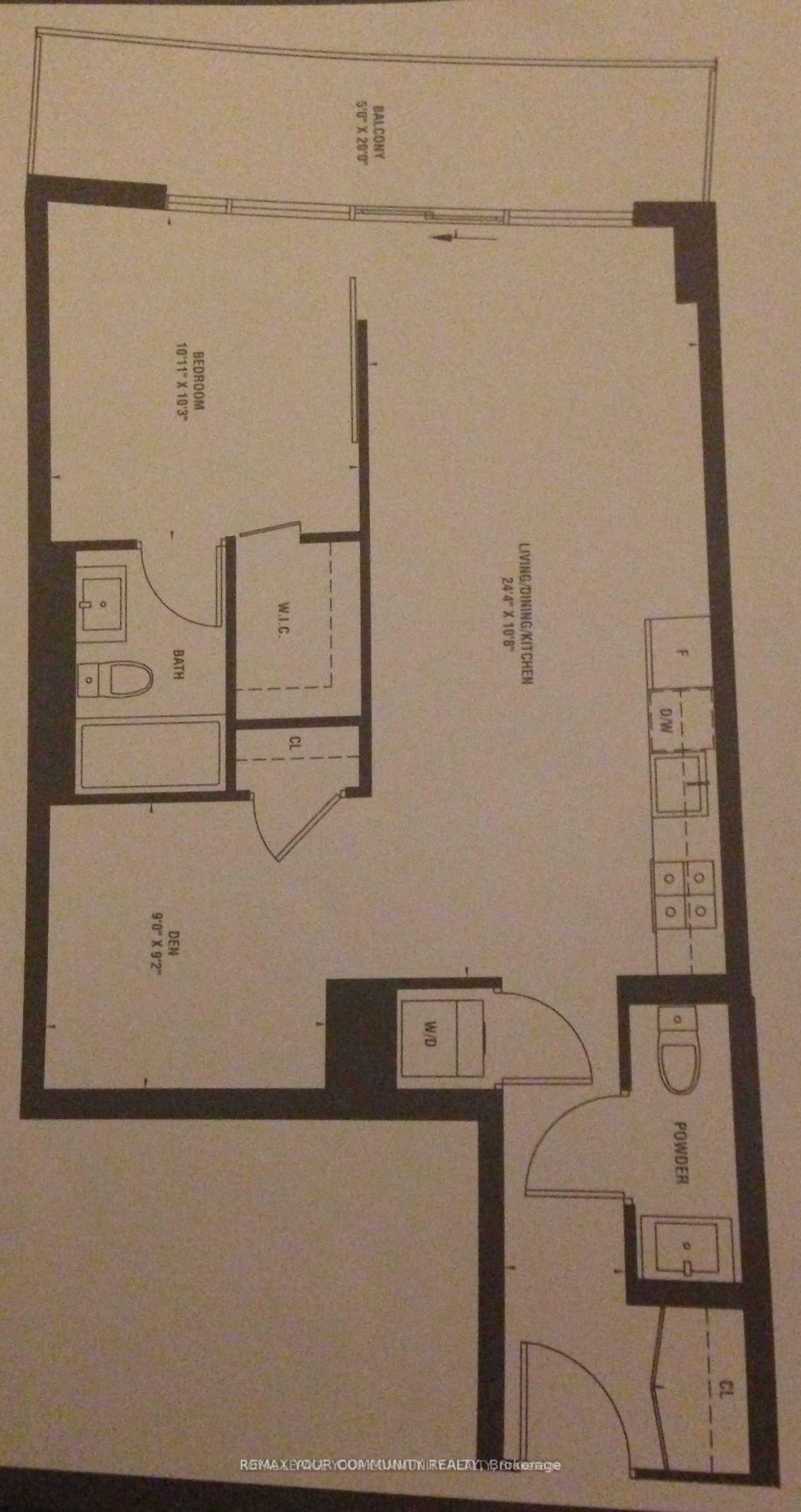 Floor plan for 39 Queens Quay #1109, Toronto Ontario M5E 0A5