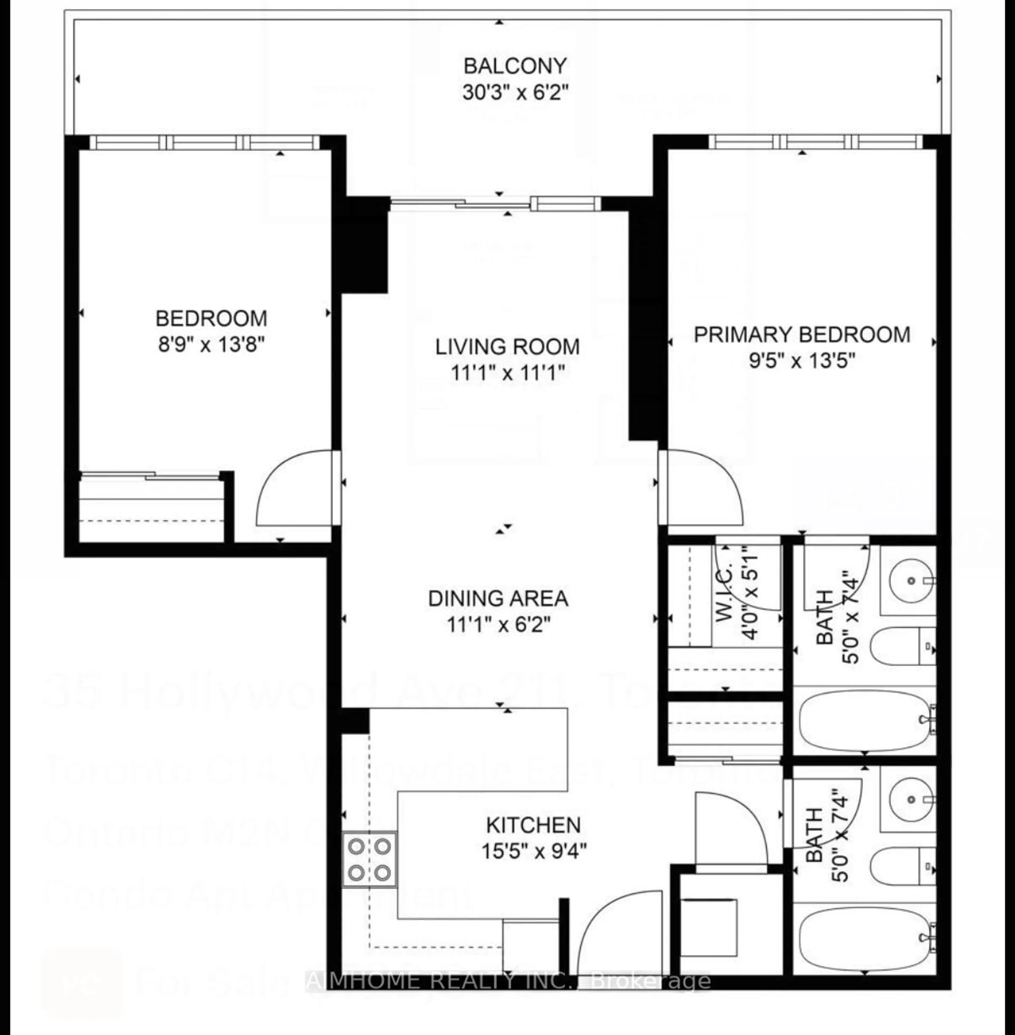 Floor plan for 35 Hollywood Ave #711, Toronto Ontario M2N 0A9