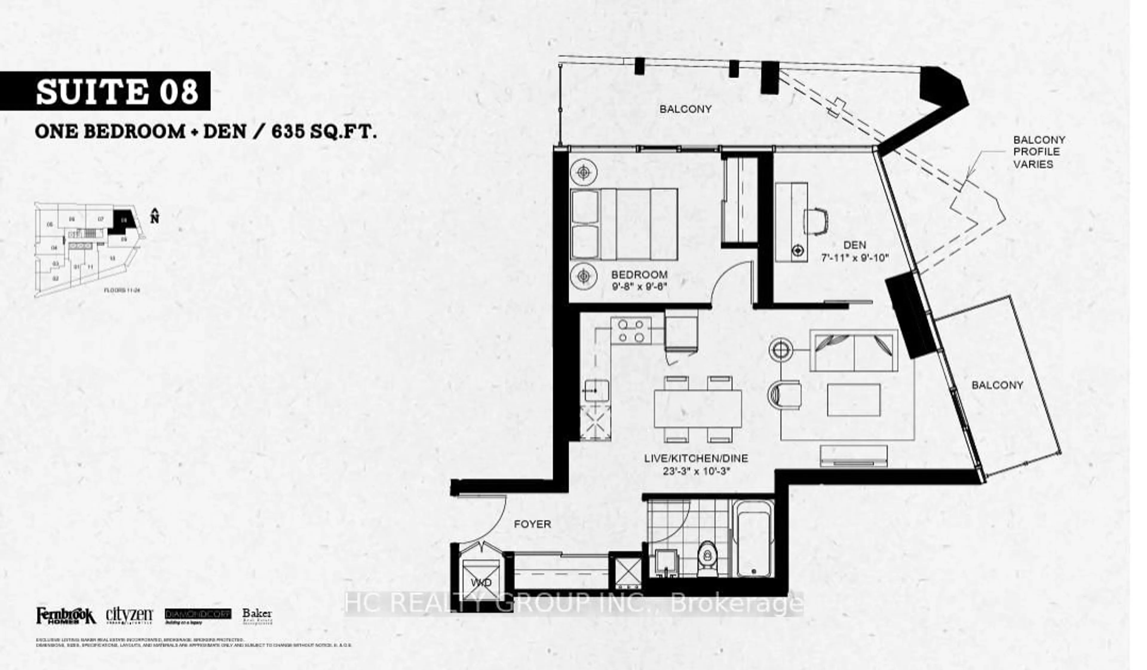 Floor plan for 30 Ordnance St #2009, Toronto Ontario M6K 0C8