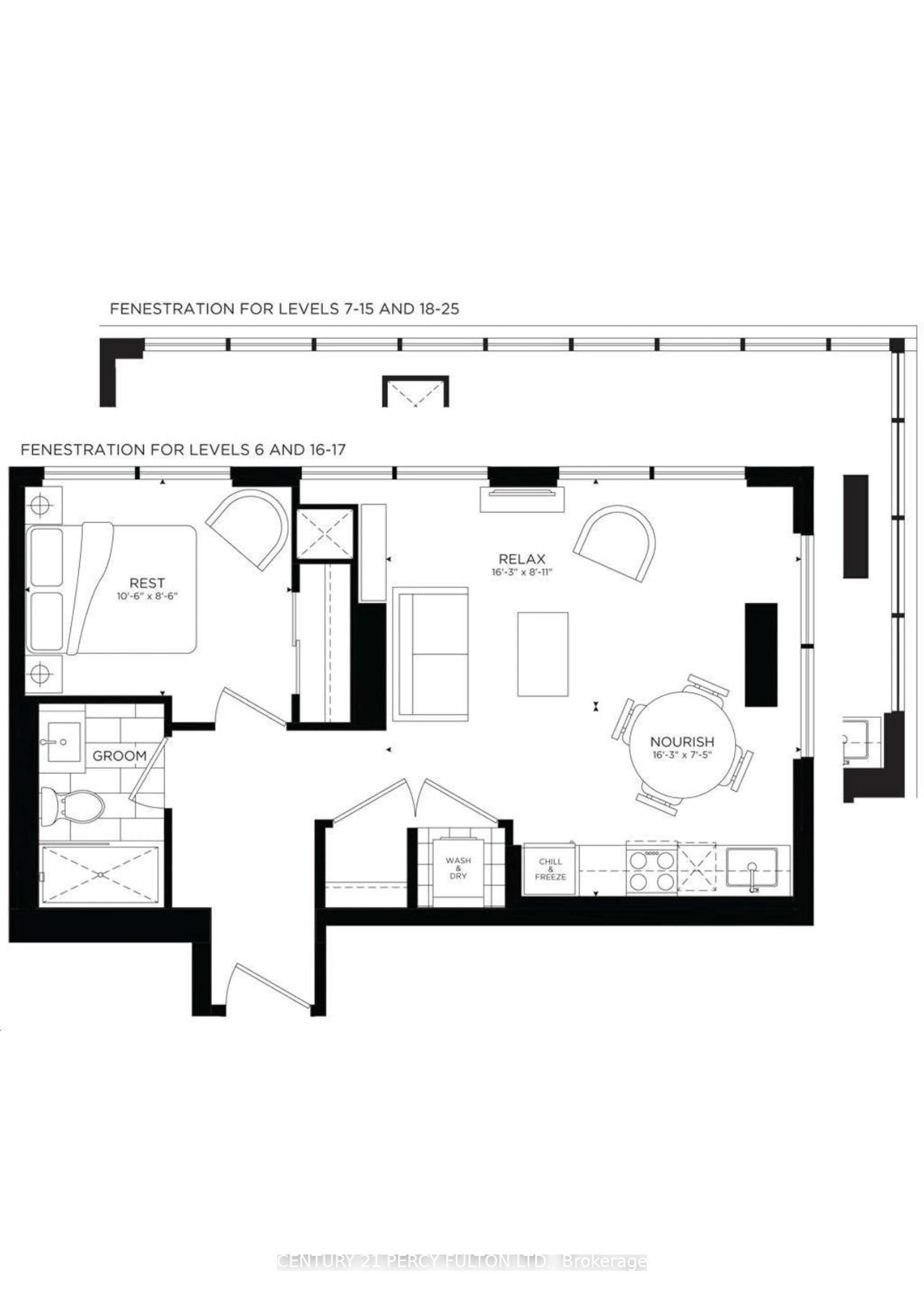 Floor plan for 327 king St #1807, Toronto Ontario M5V 0W7