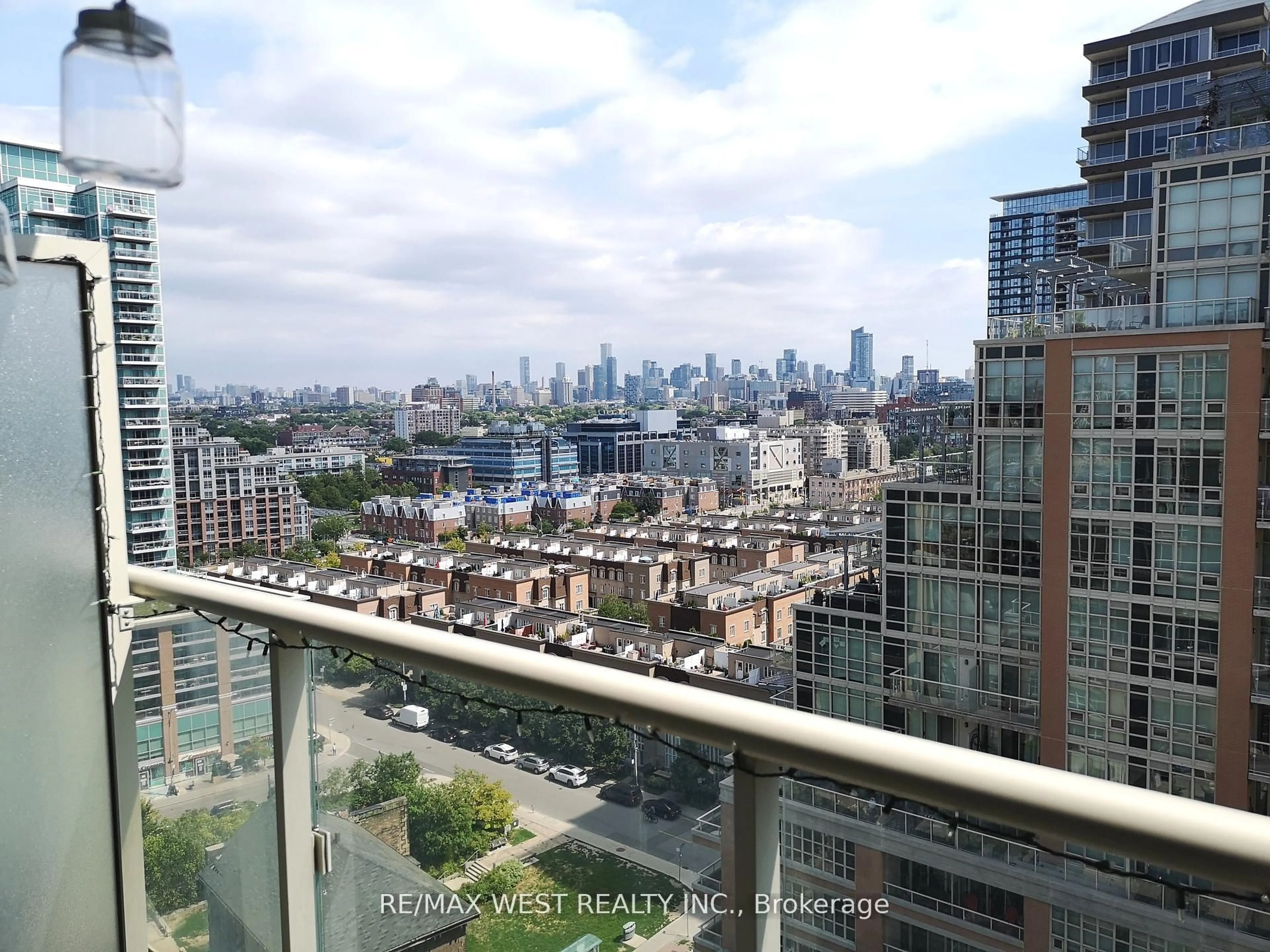 Balcony in the apartment, city buildings view from balcony for 75 East Liberty St #1718, Toronto Ontario M6K 3R3