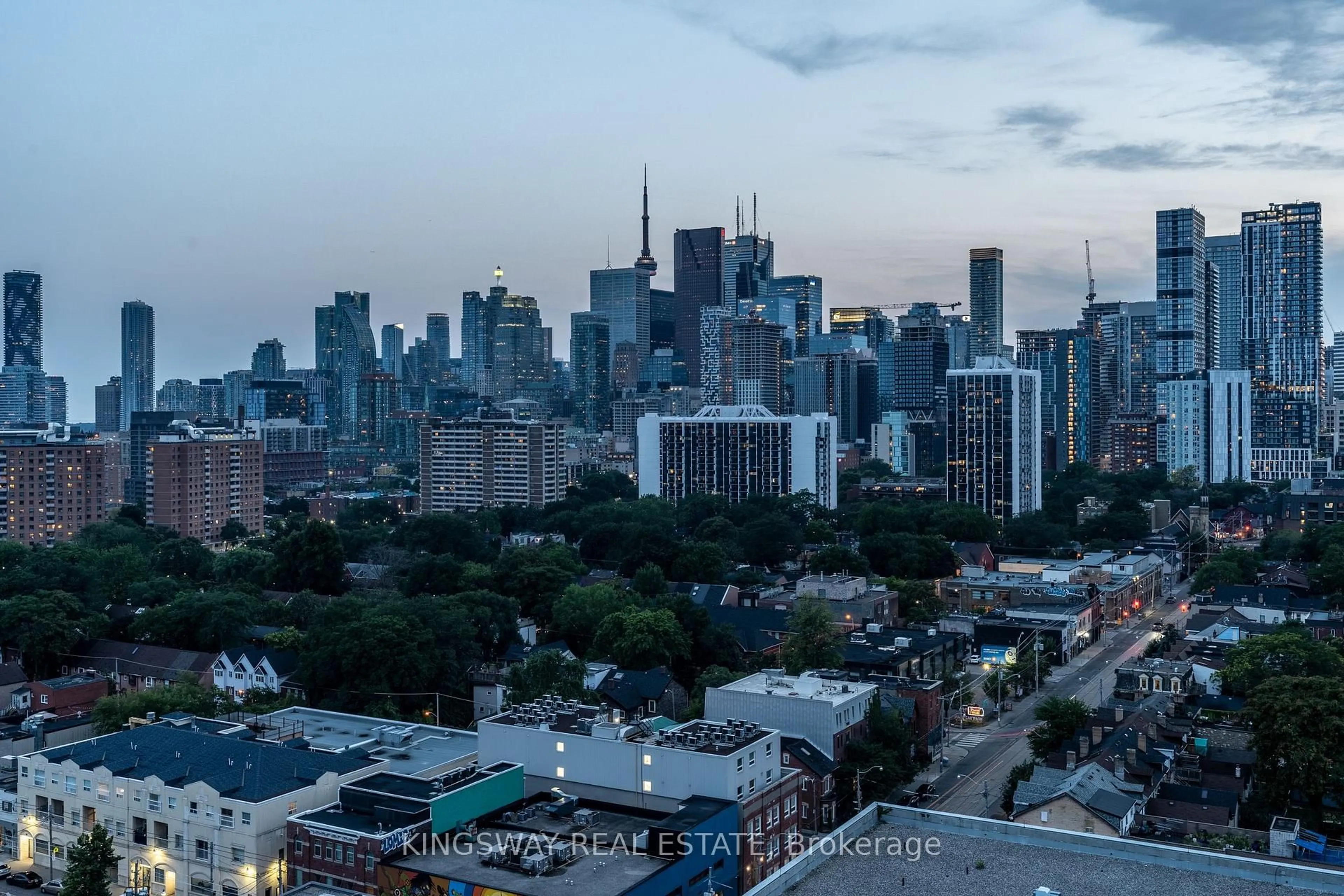 A pic from outside/outdoor area/front of a property/back of a property/a pic from drone, city buildings view from balcony for 25 Cole St #1709, Toronto Ontario M5A 4M3