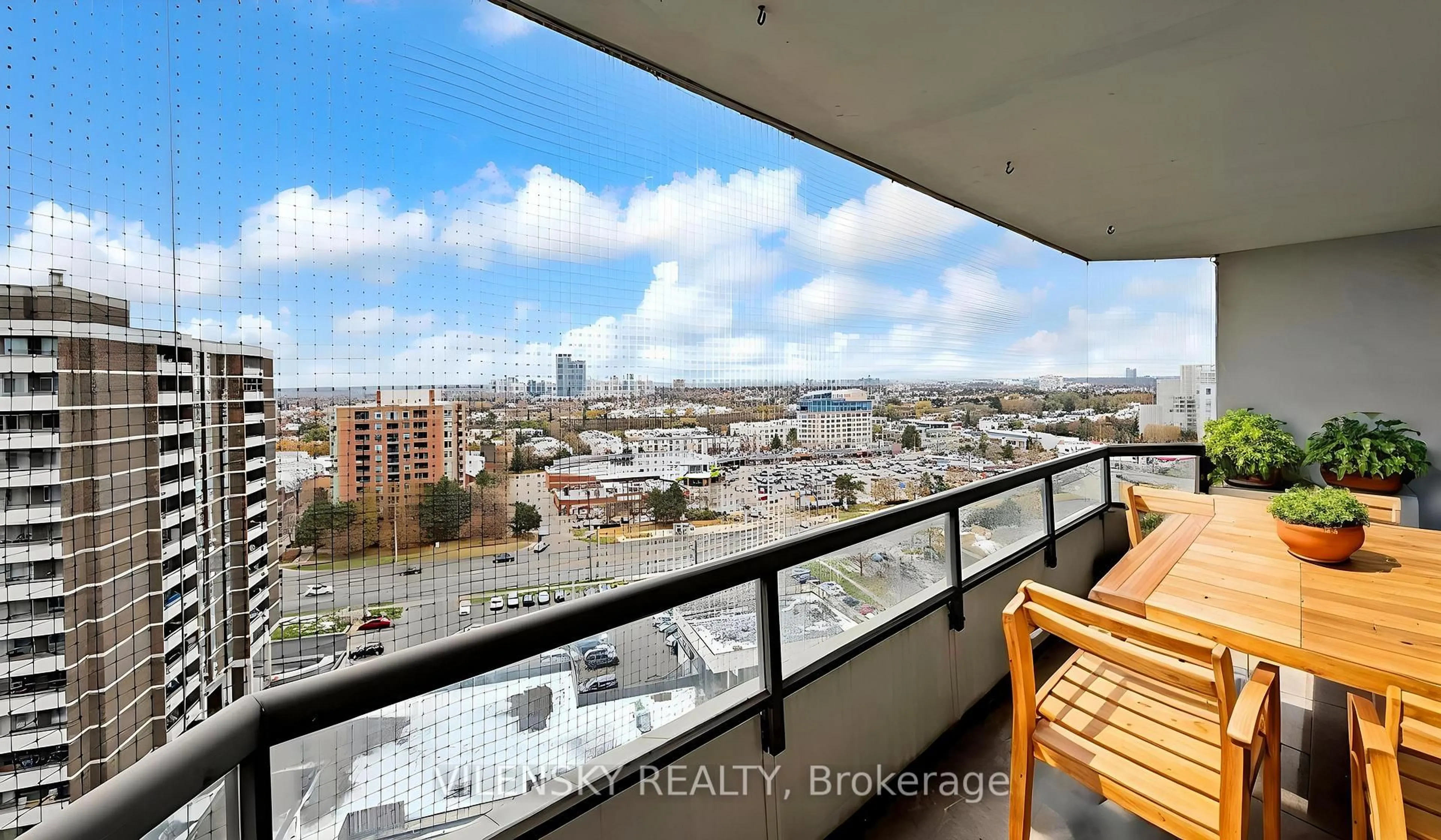 Balcony in the apartment, city buildings view from balcony for 1101 Steeles Ave #1603, Toronto Ontario M2R 3W5