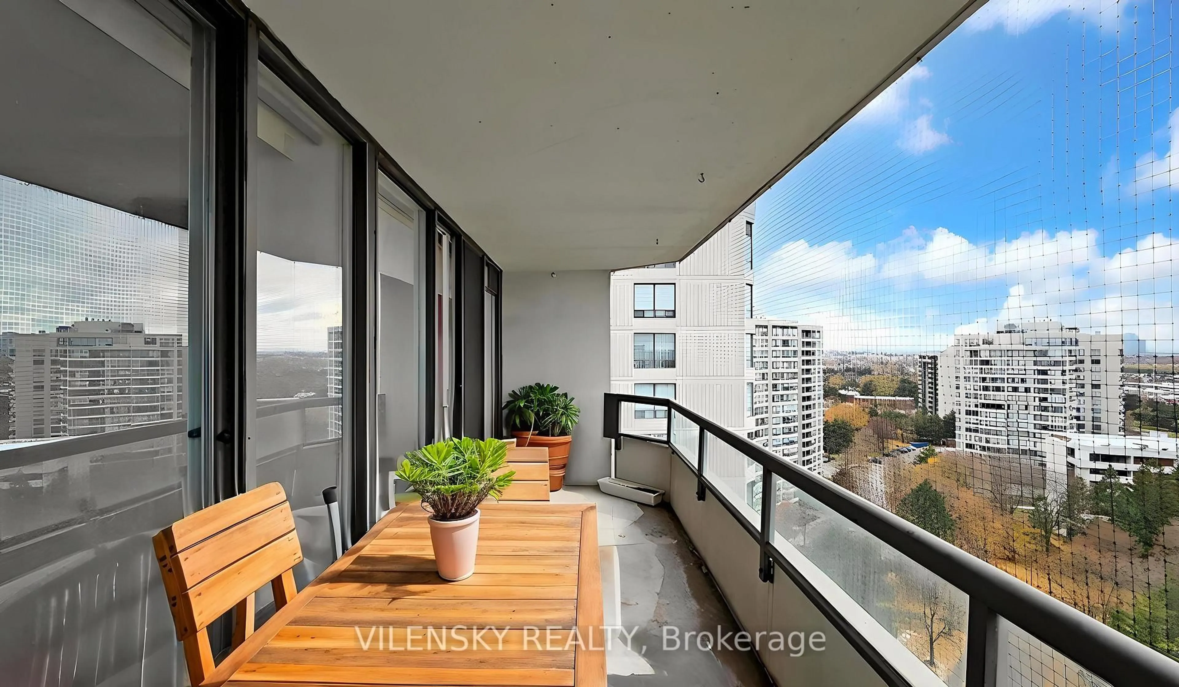 Balcony in the apartment, city buildings view from balcony for 1101 Steeles Ave #1603, Toronto Ontario M2R 3W5