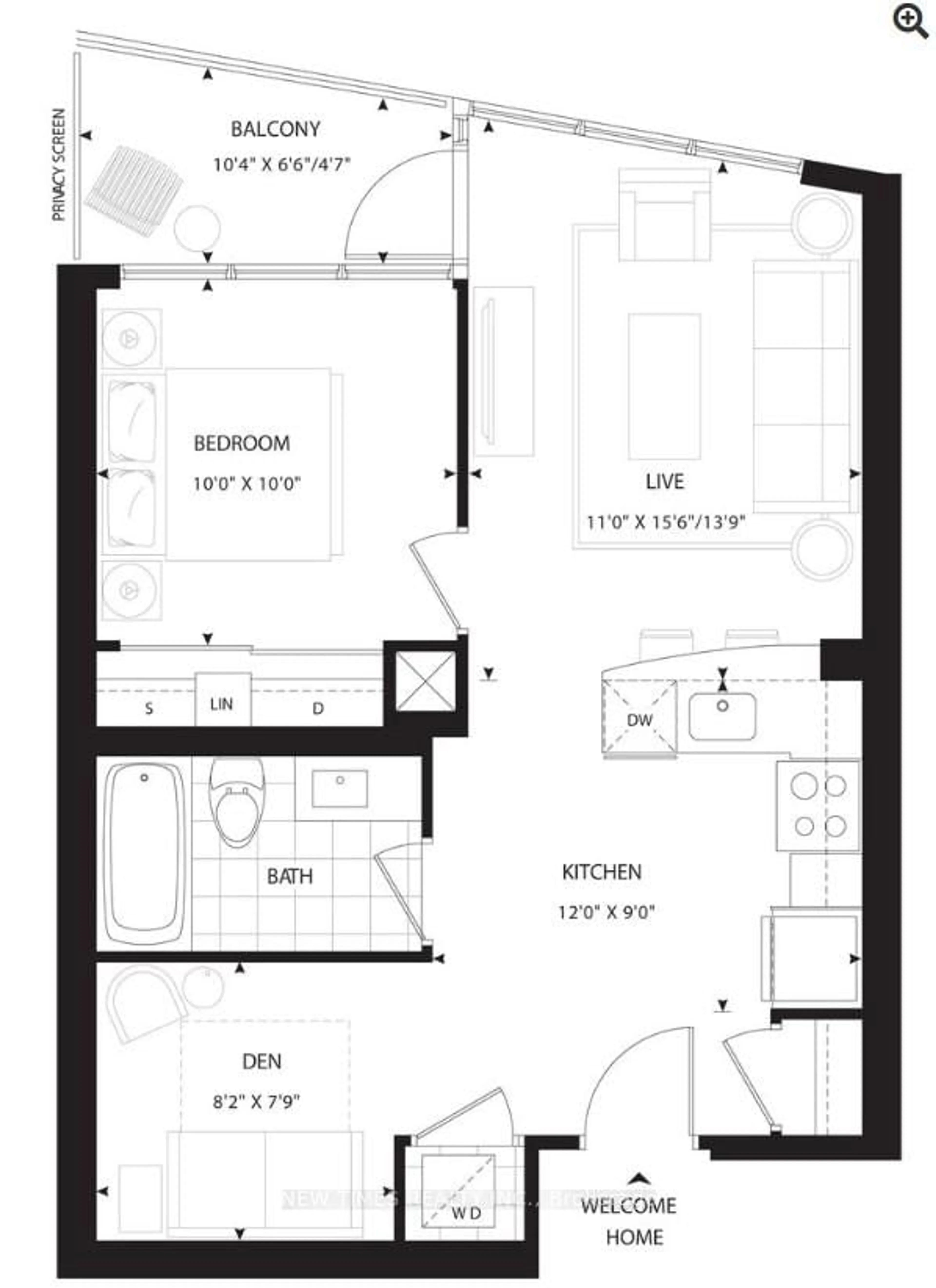 Floor plan for 30 Roehampton Ave #2011, Toronto Ontario M4P 0B9