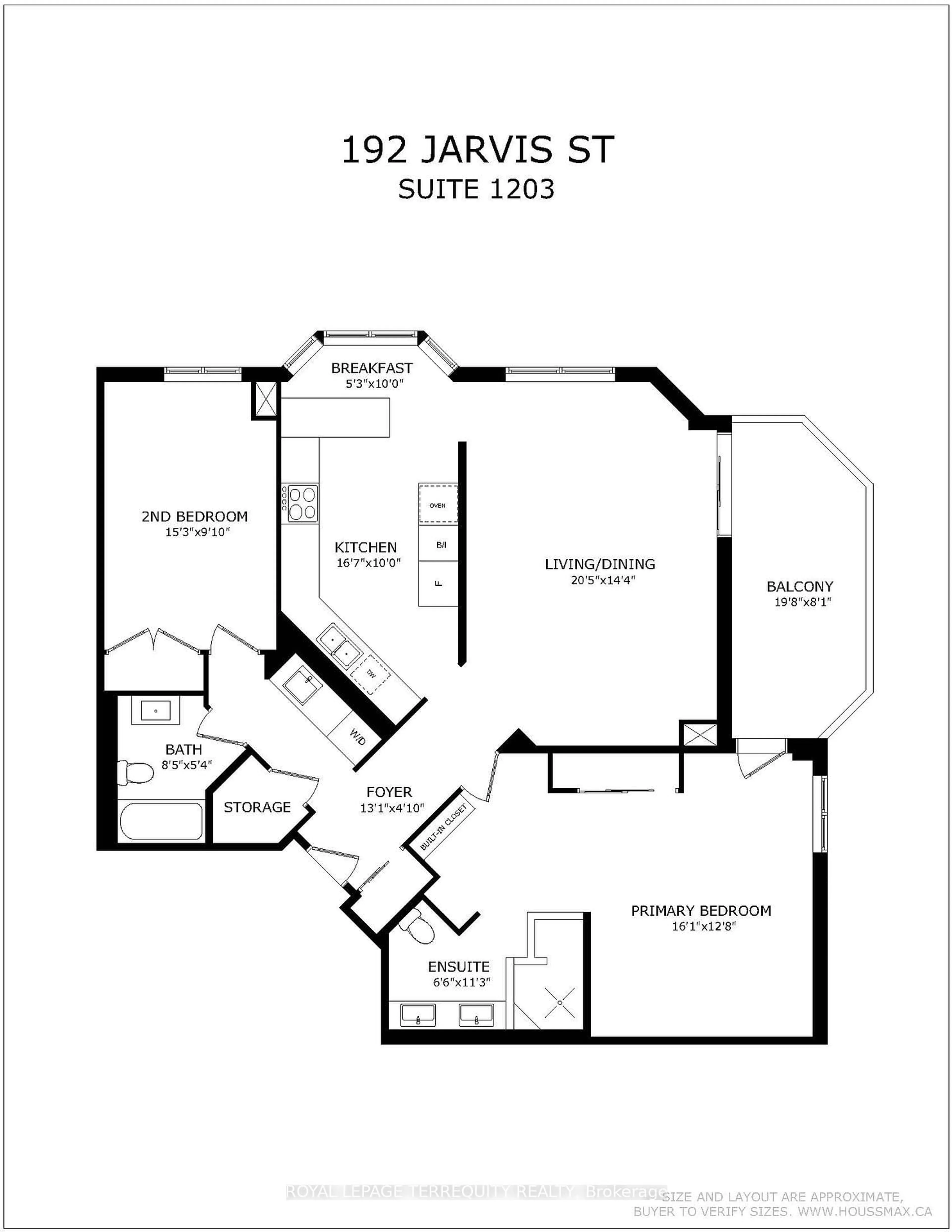 Floor plan for 192 Jarvis St #1203, Toronto Ontario M5B 2J9