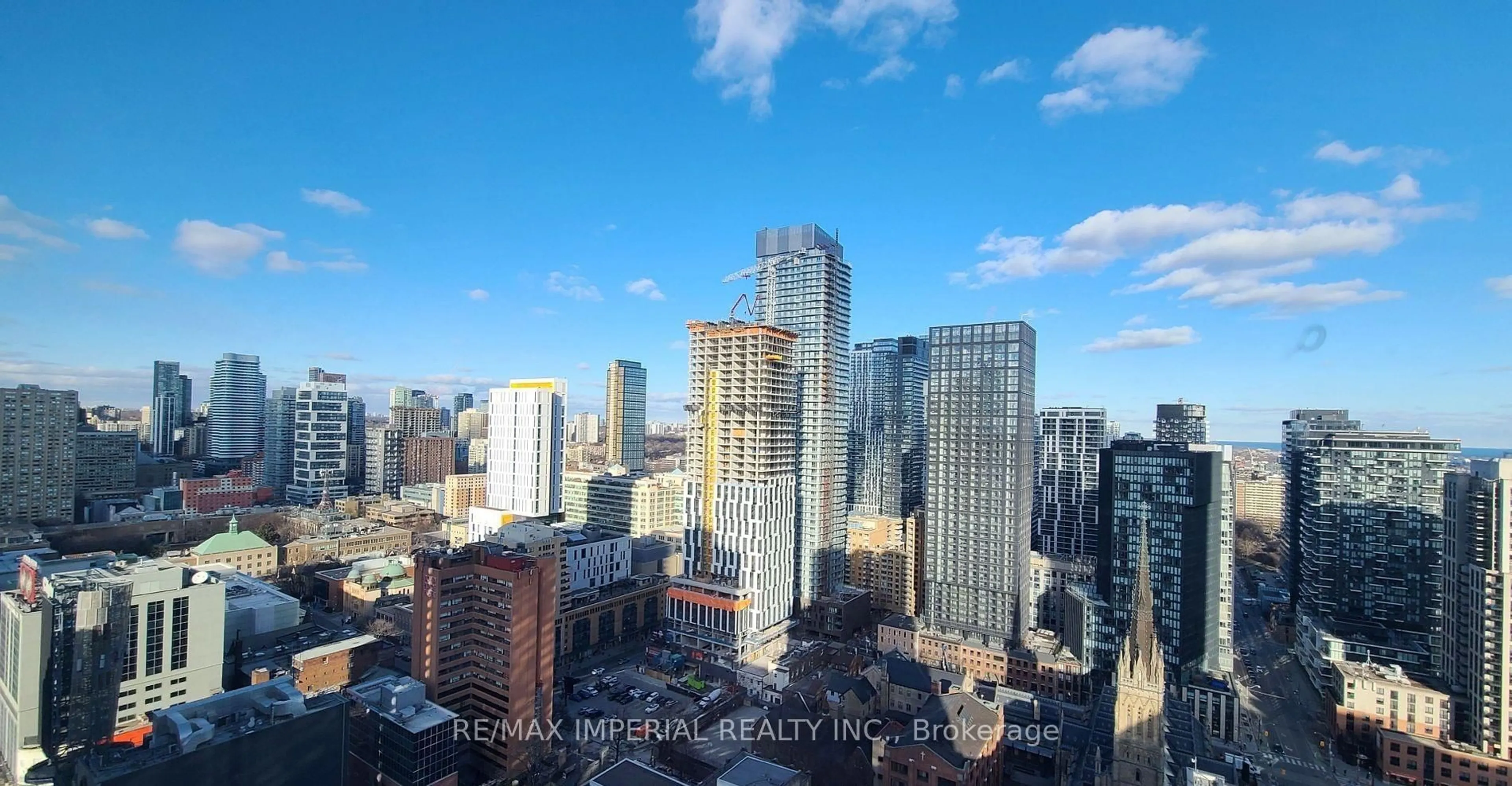A pic from outside/outdoor area/front of a property/back of a property/a pic from drone, city buildings view from balcony for 210 Victoria St #3002, Toronto Ontario M5B 2R3