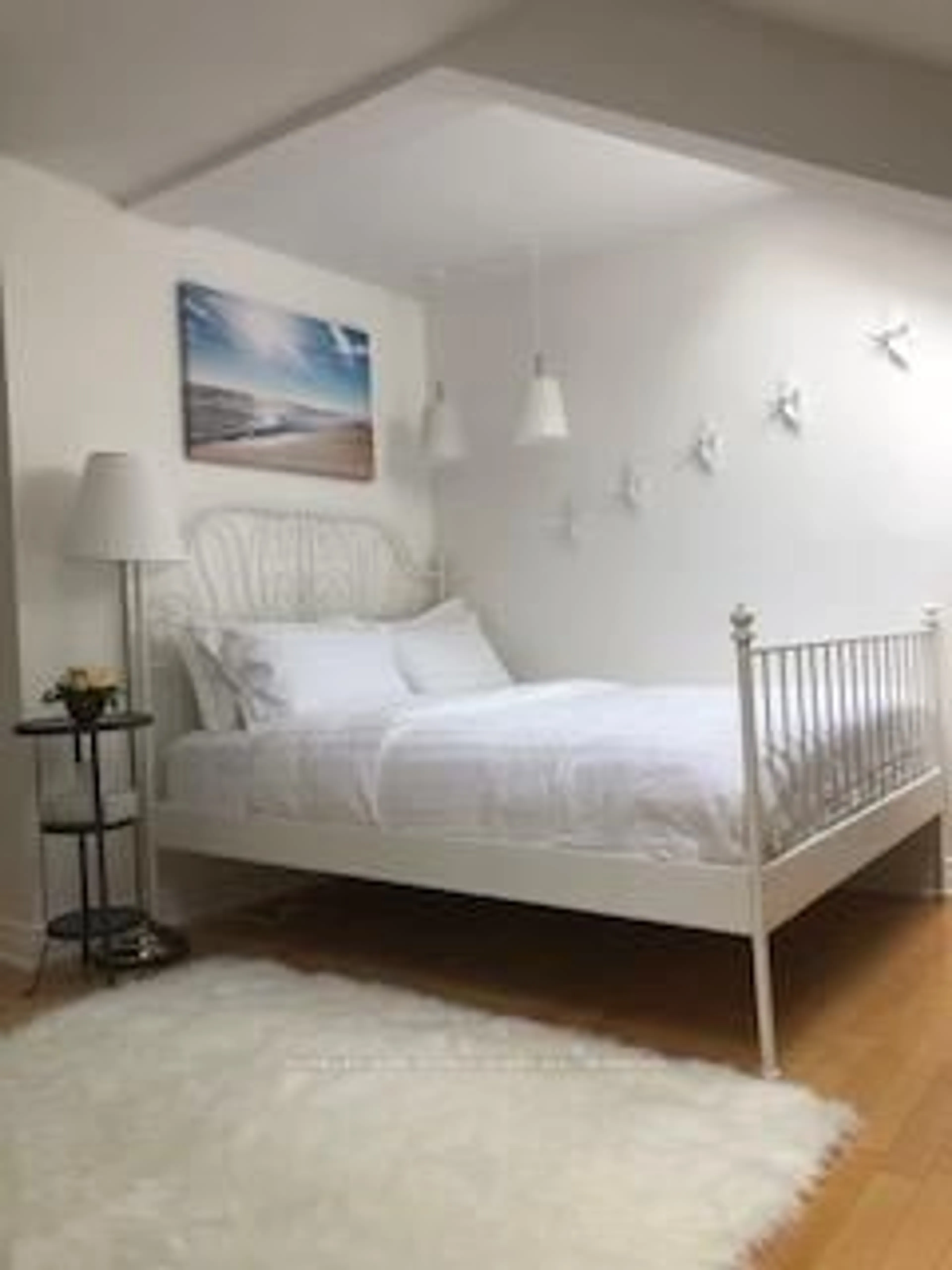 Bedroom with bed, wood/laminate floor for 12 Florence Ave, Toronto Ontario M2N 1E9