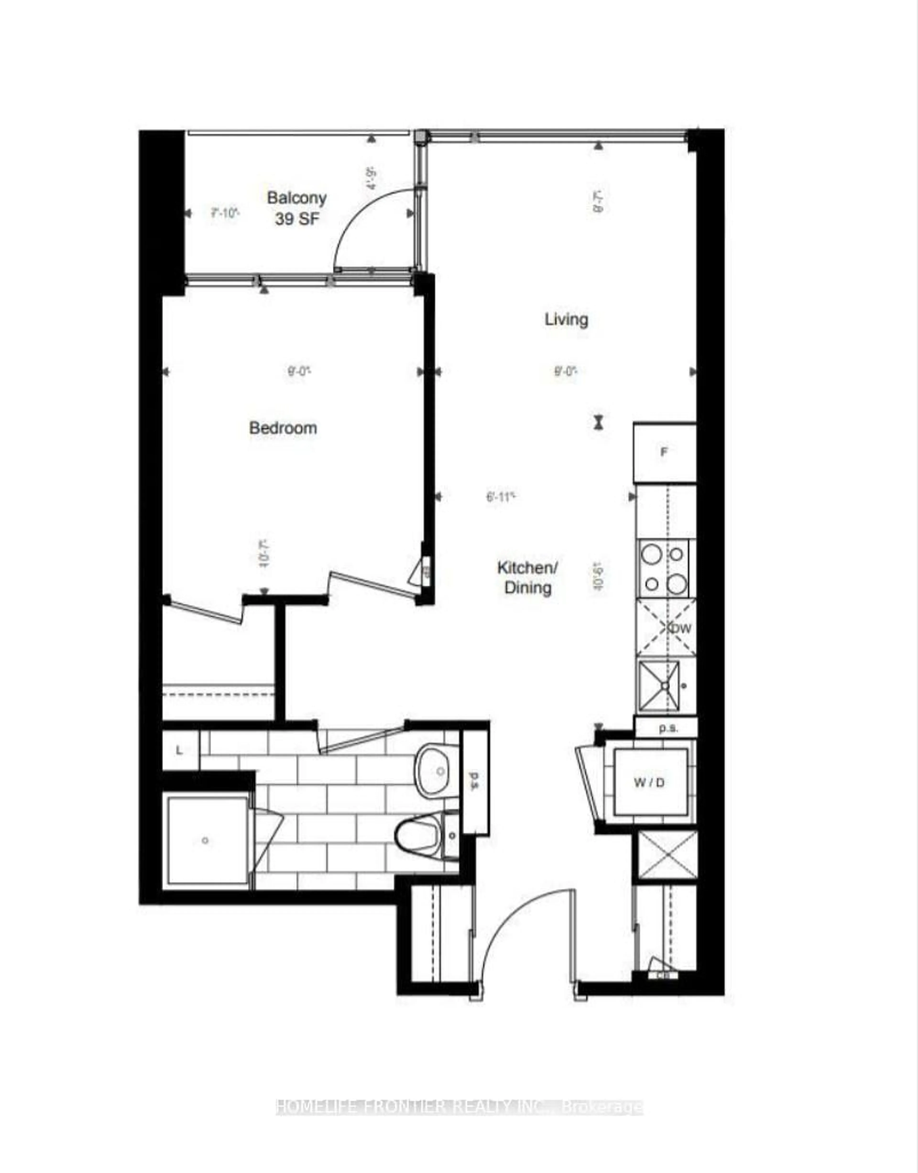 Floor plan for 70 Princess St #608, Toronto Ontario M5A 0X6