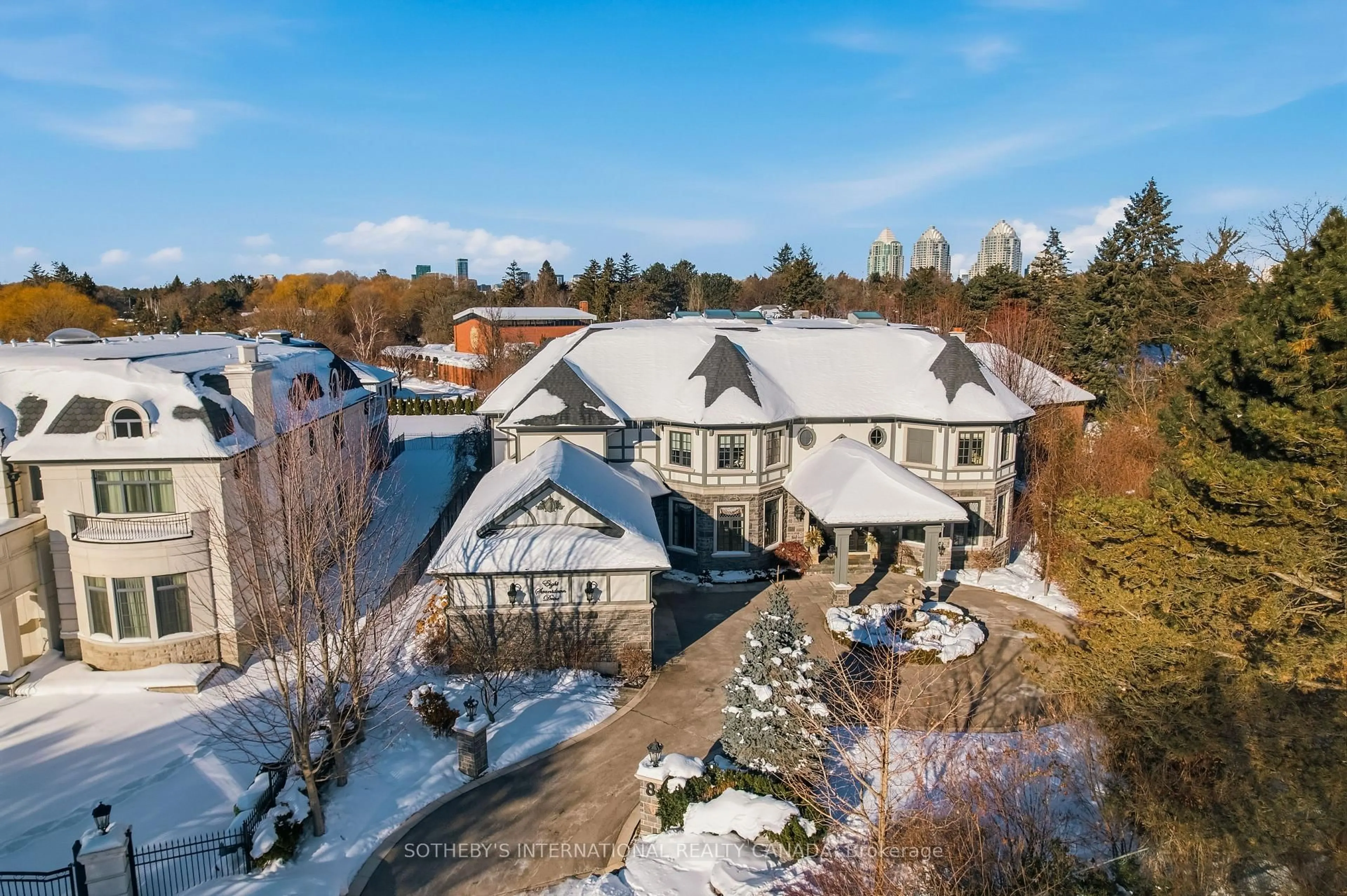 A pic from outside/outdoor area/front of a property/back of a property/a pic from drone, water/lake/river/ocean view for 8 Swansdown Dr, Toronto Ontario M2L 2N1