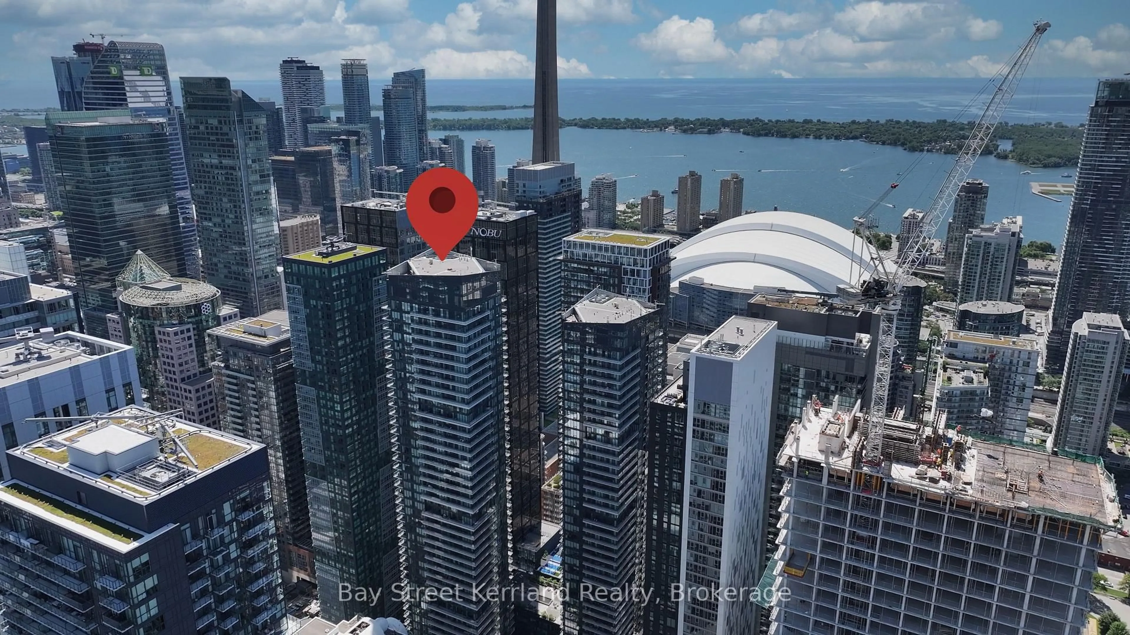 A pic from outside/outdoor area/front of a property/back of a property/a pic from drone, city buildings view from balcony for 125 Blue Jays Way #1502, Toronto Ontario M5V 0C4