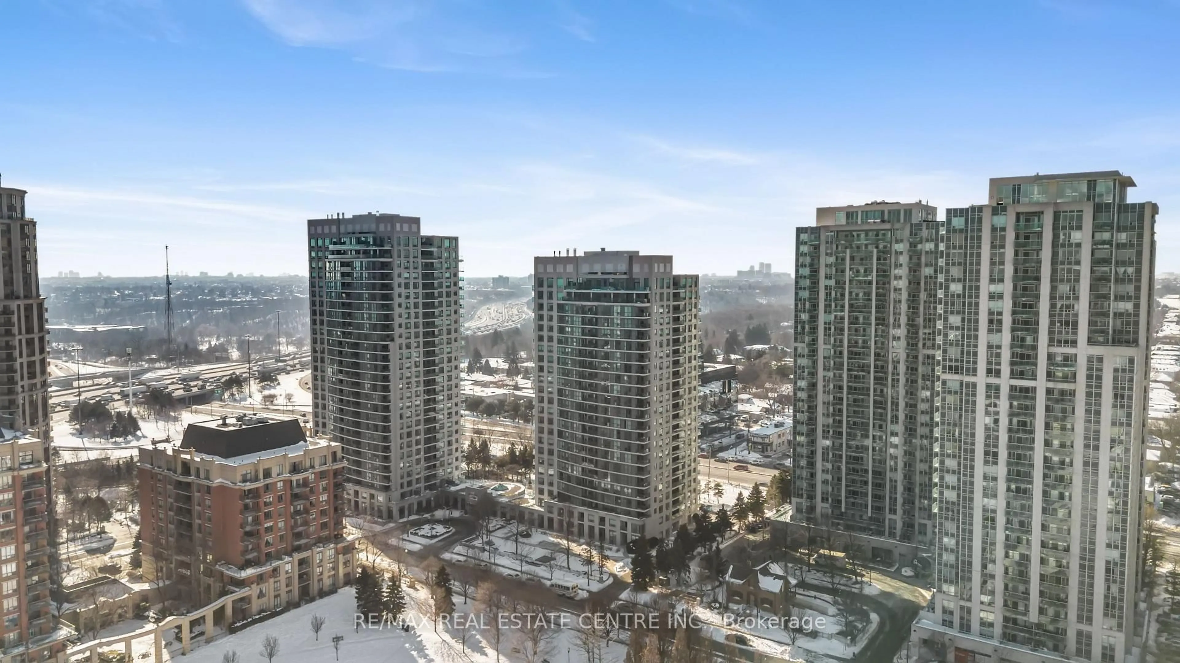 A pic from outside/outdoor area/front of a property/back of a property/a pic from drone, city buildings view from balcony for 30 Harrison Garden Blvd #1605, Toronto Ontario M2N 7A9