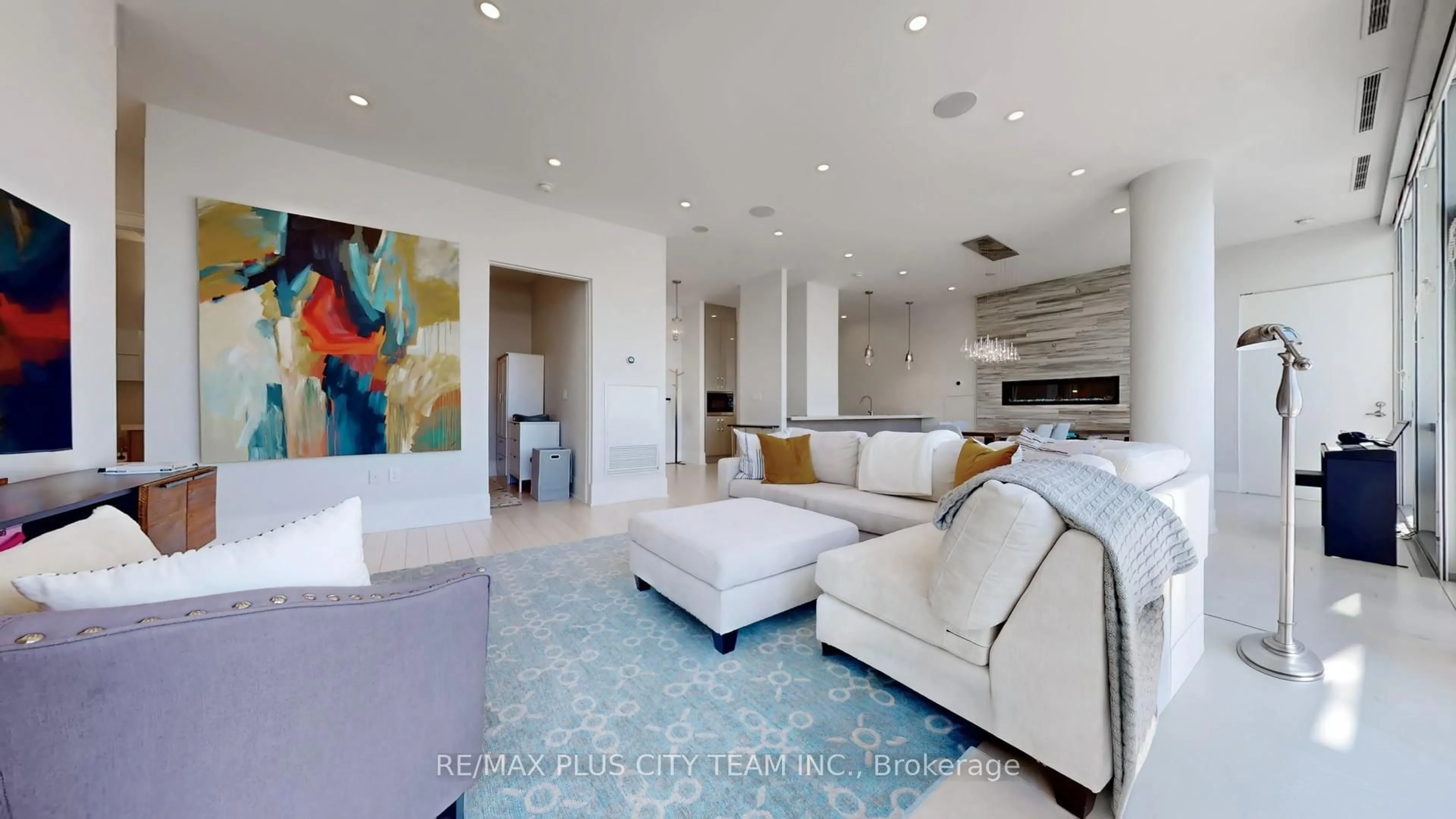 Living room with furniture, ceramic/tile floor for 39 Queens Quay #1305, Toronto Ontario M5E 0A5