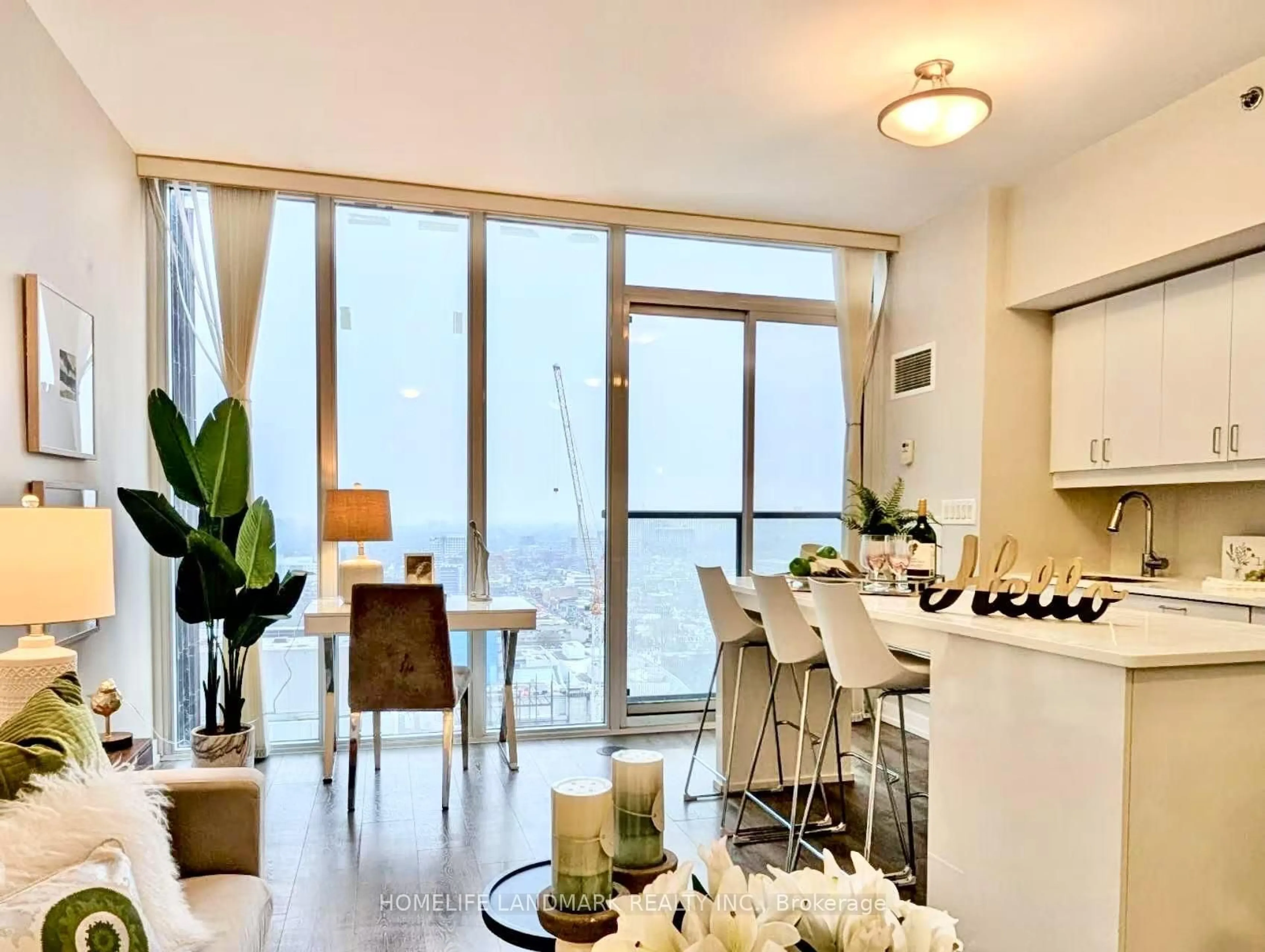 Dining room, wood/laminate floor for 426 University Ave #2702, Toronto Ontario M5G 1S9