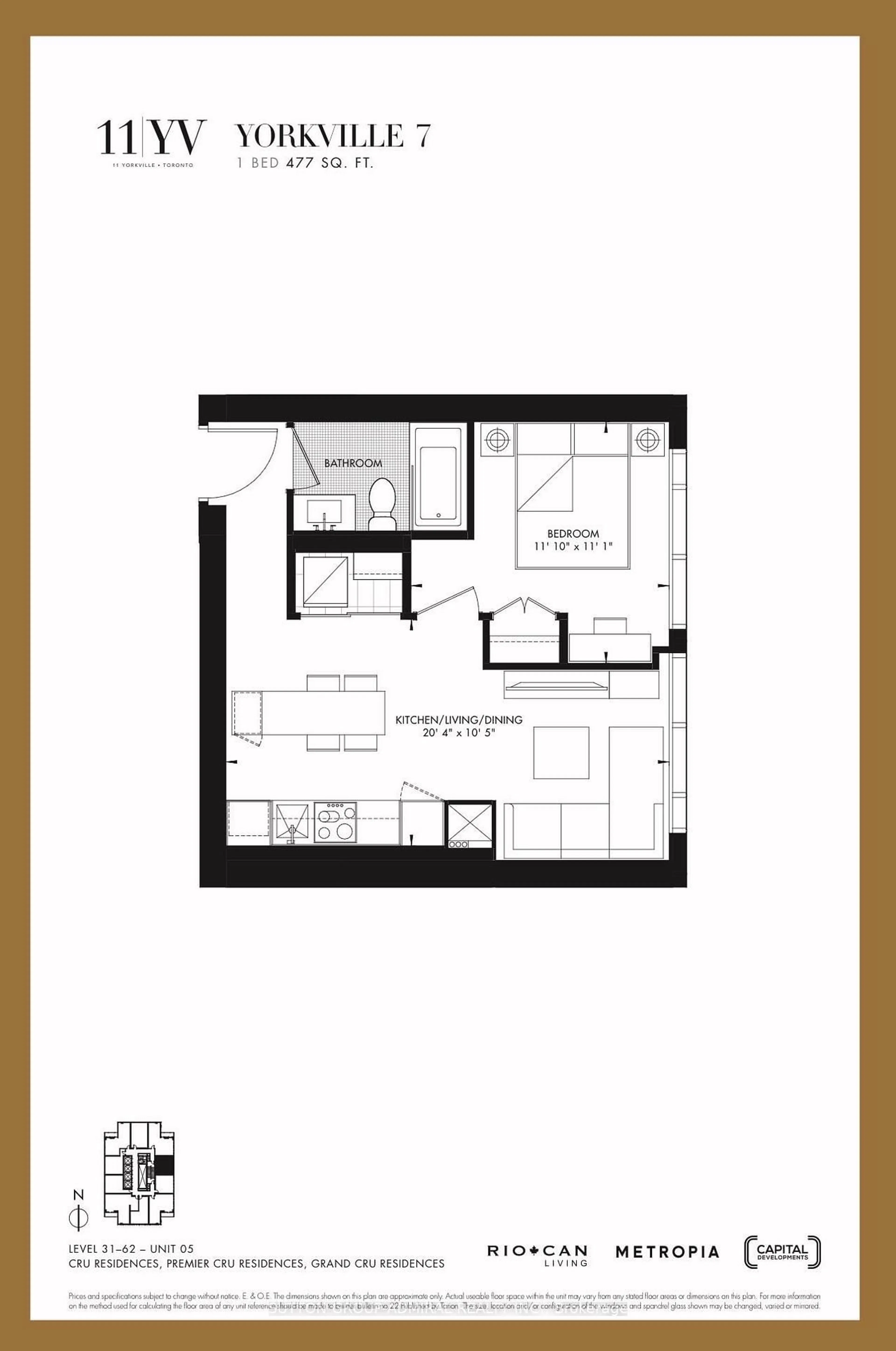 Floor plan for 11 Yorkville Ave #3505, Toronto Ontario M4W 0B7