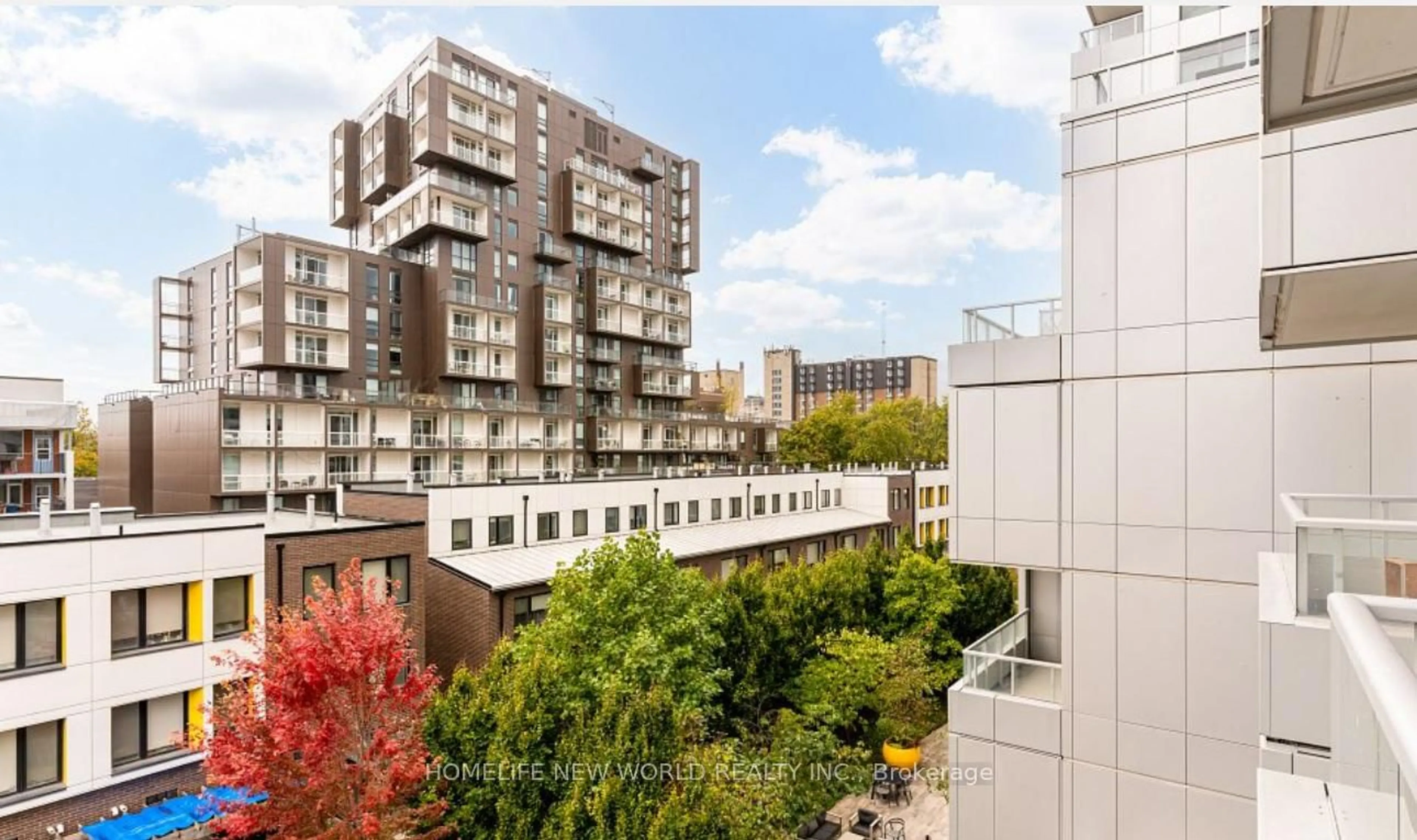 Patio, city buildings view from balcony for 38 Cameron St #423, Toronto Ontario M5T 0C3