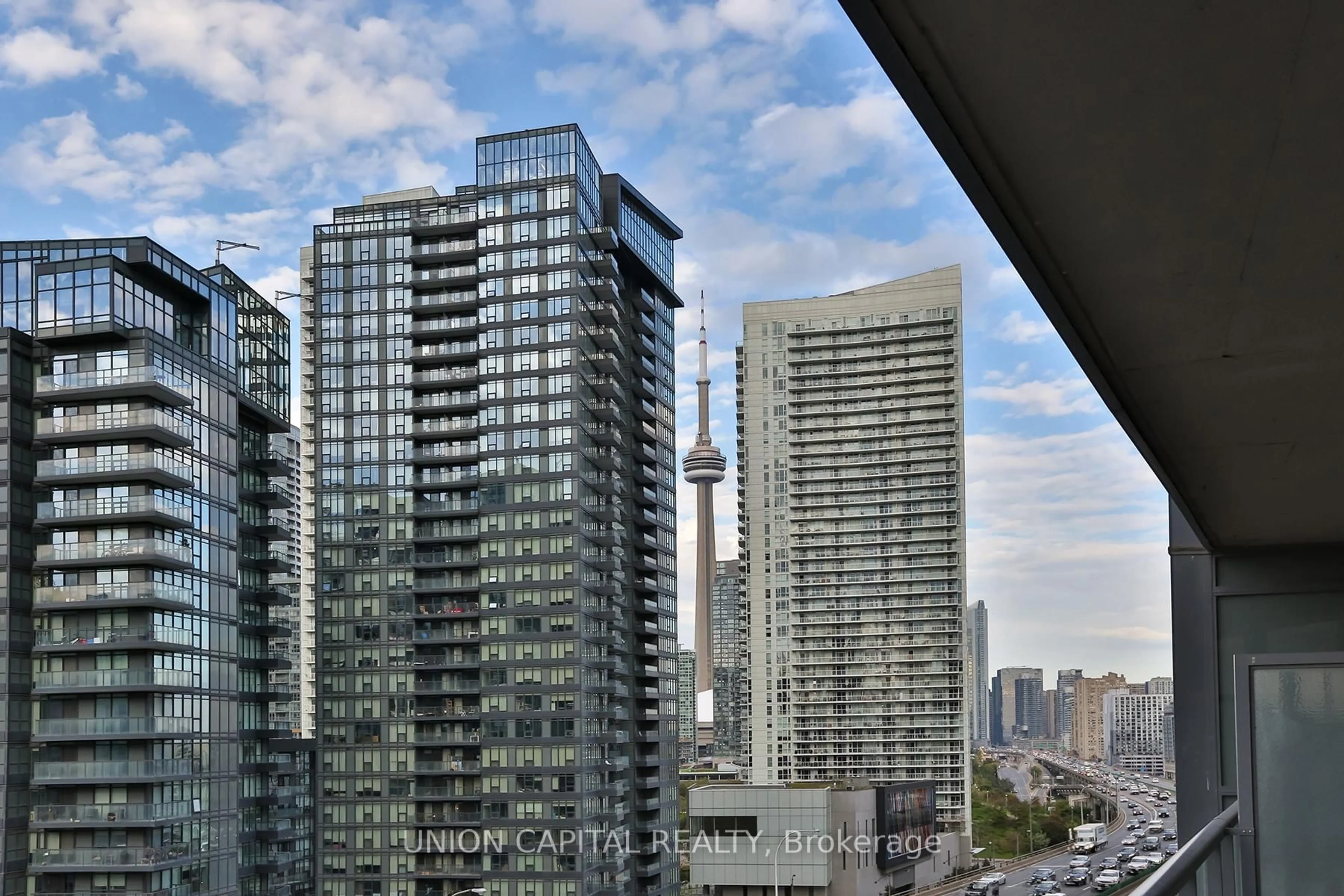 Balcony in the apartment, city buildings view from balcony for 20 Bruyeres Mews #1103, Toronto Ontario M5V 0G8