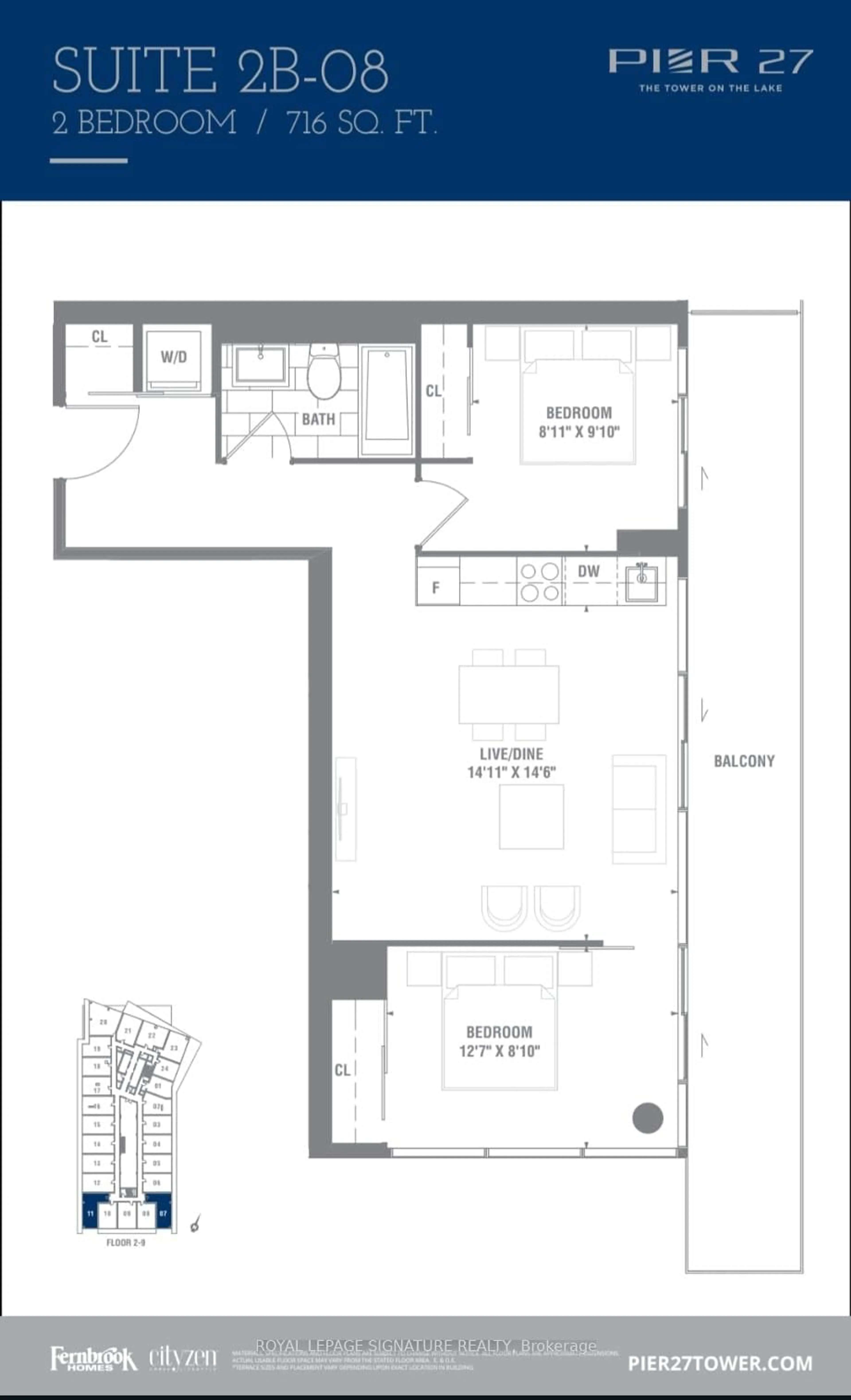 Floor plan for 15 Queens Quay #711, Toronto Ontario M5E 0A4