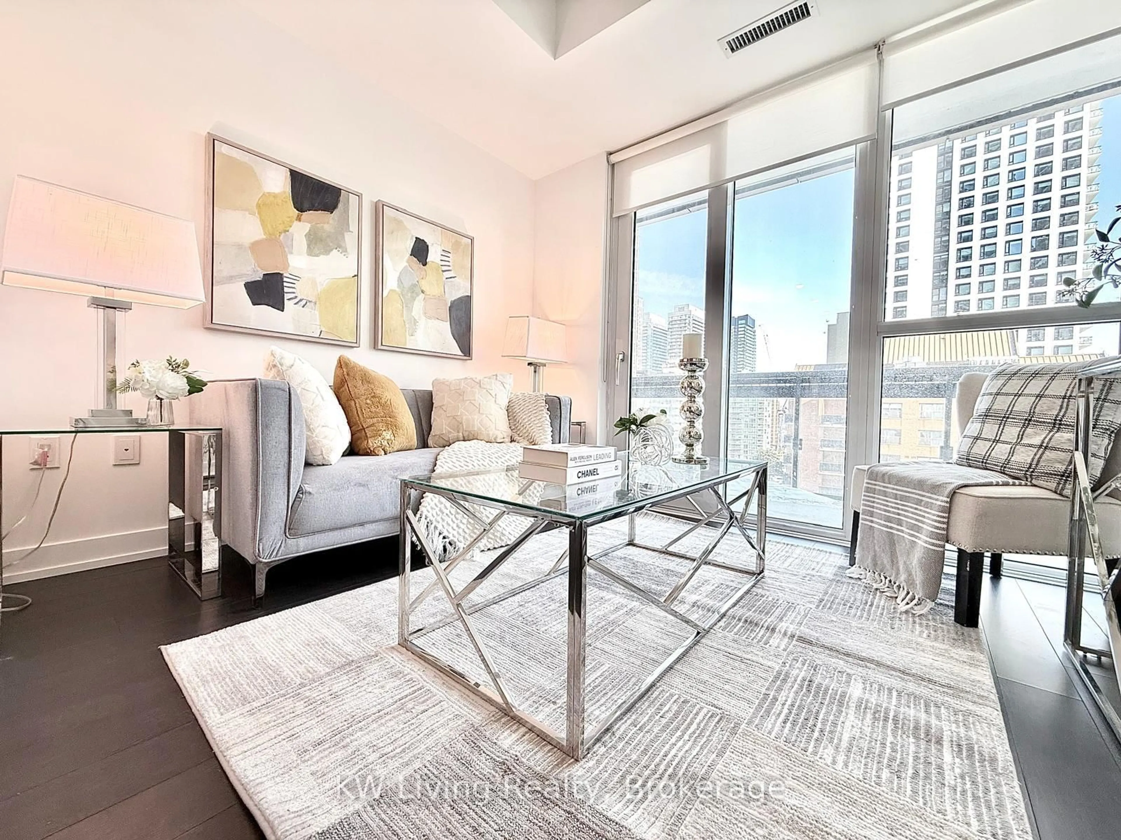 Living room with furniture, carpet floor for 39 Roehampton Ave #701, Toronto Ontario M4P 0G1