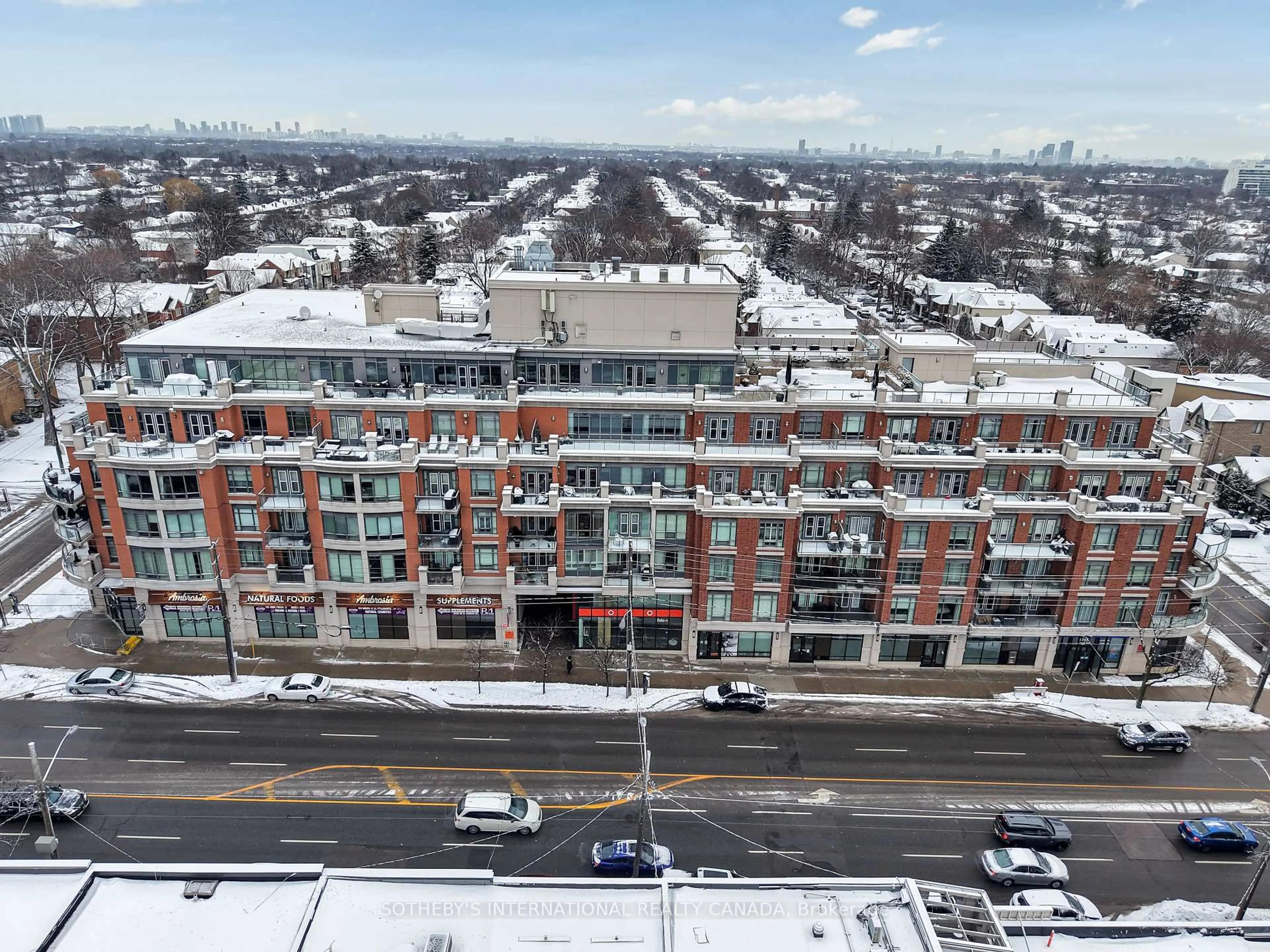 A pic from outside/outdoor area/front of a property/back of a property/a pic from drone, city buildings view from balcony for 1717 Avenue Rd #410, Toronto Ontario M5M 0A2