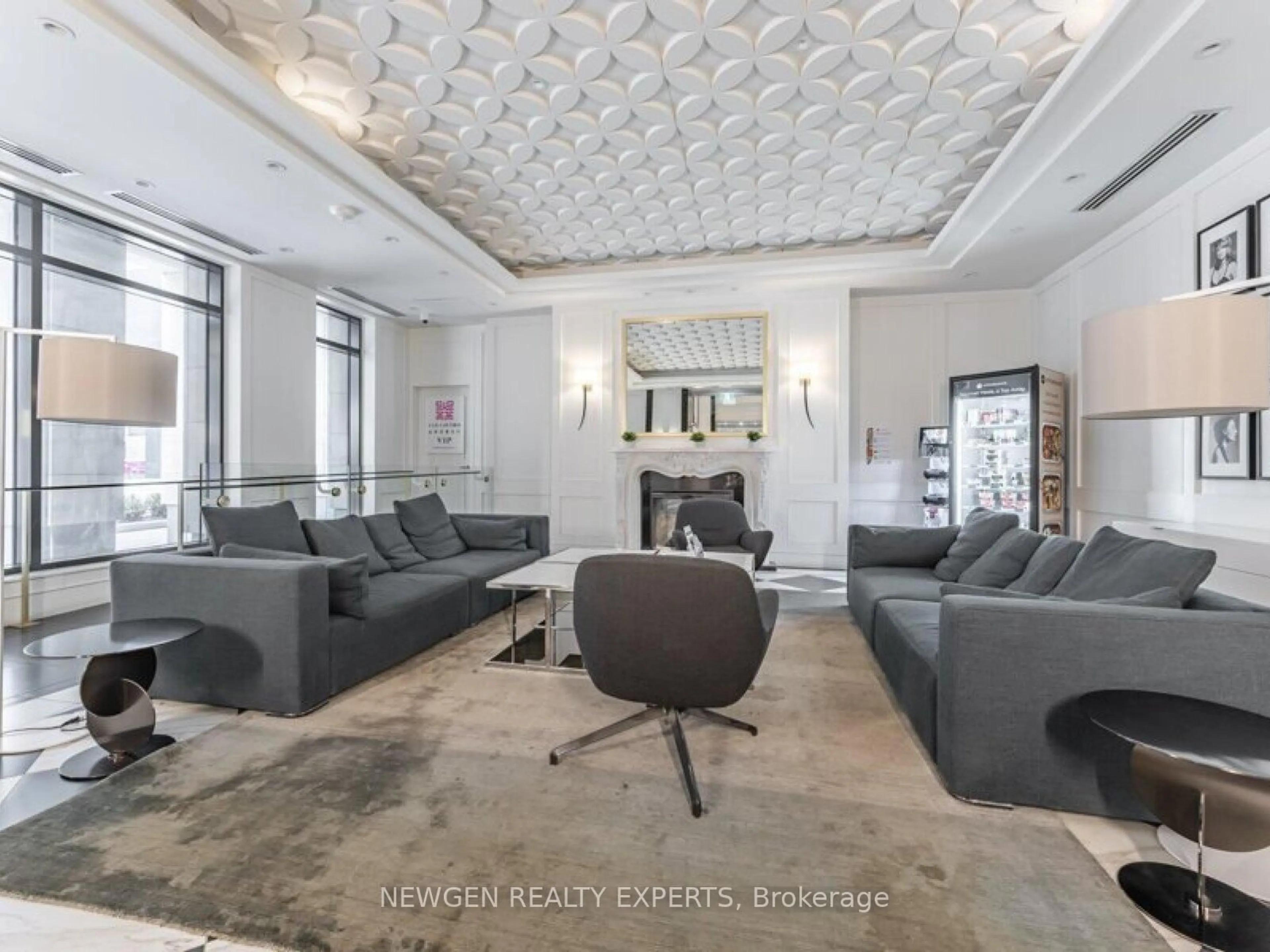 Living room with furniture, cement floor for 955 Bay St #208, Toronto Ontario M5S 2A2