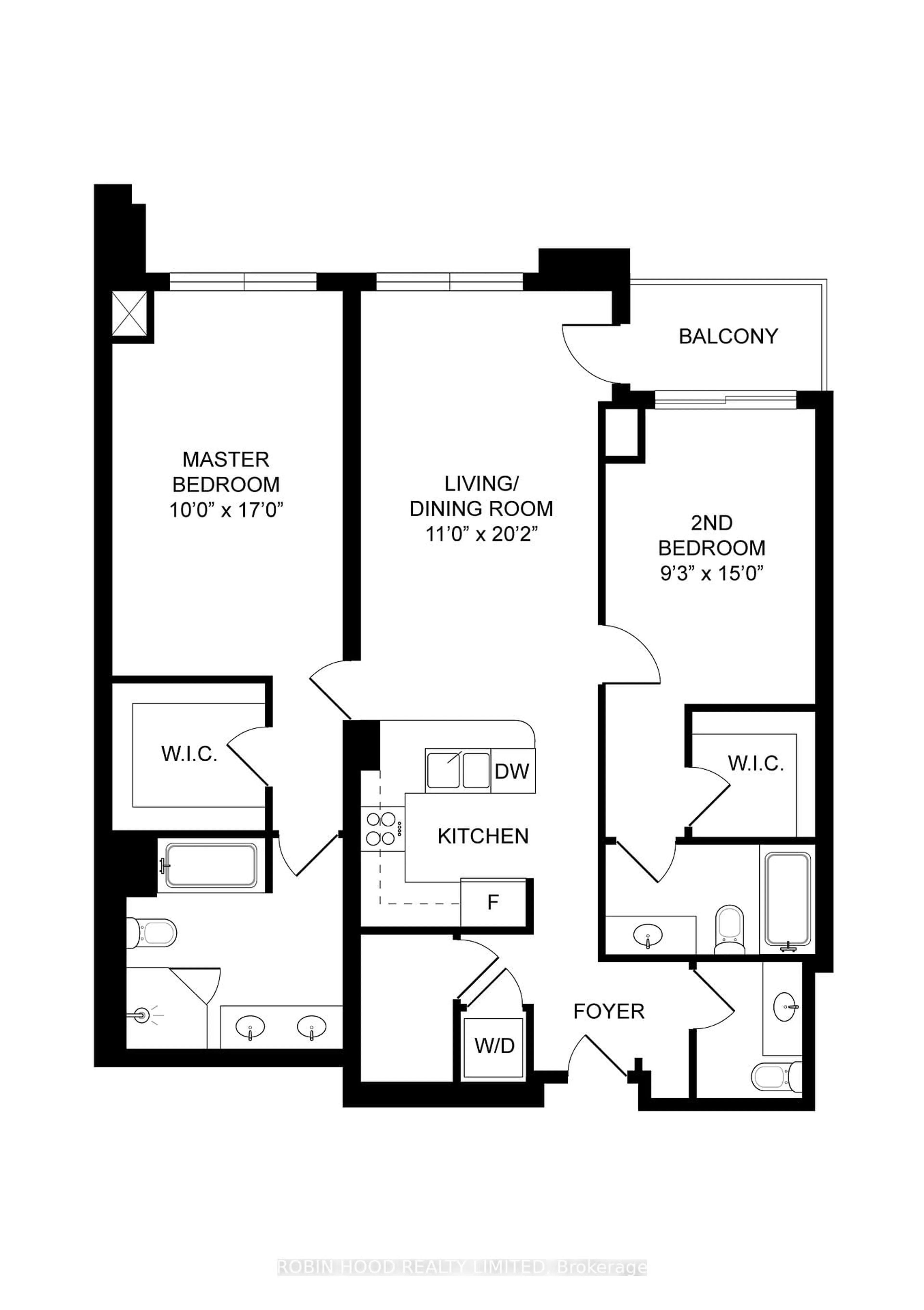 Floor plan for 21 Burkebrook Pl #331, Toronto Ontario M4G 0A2