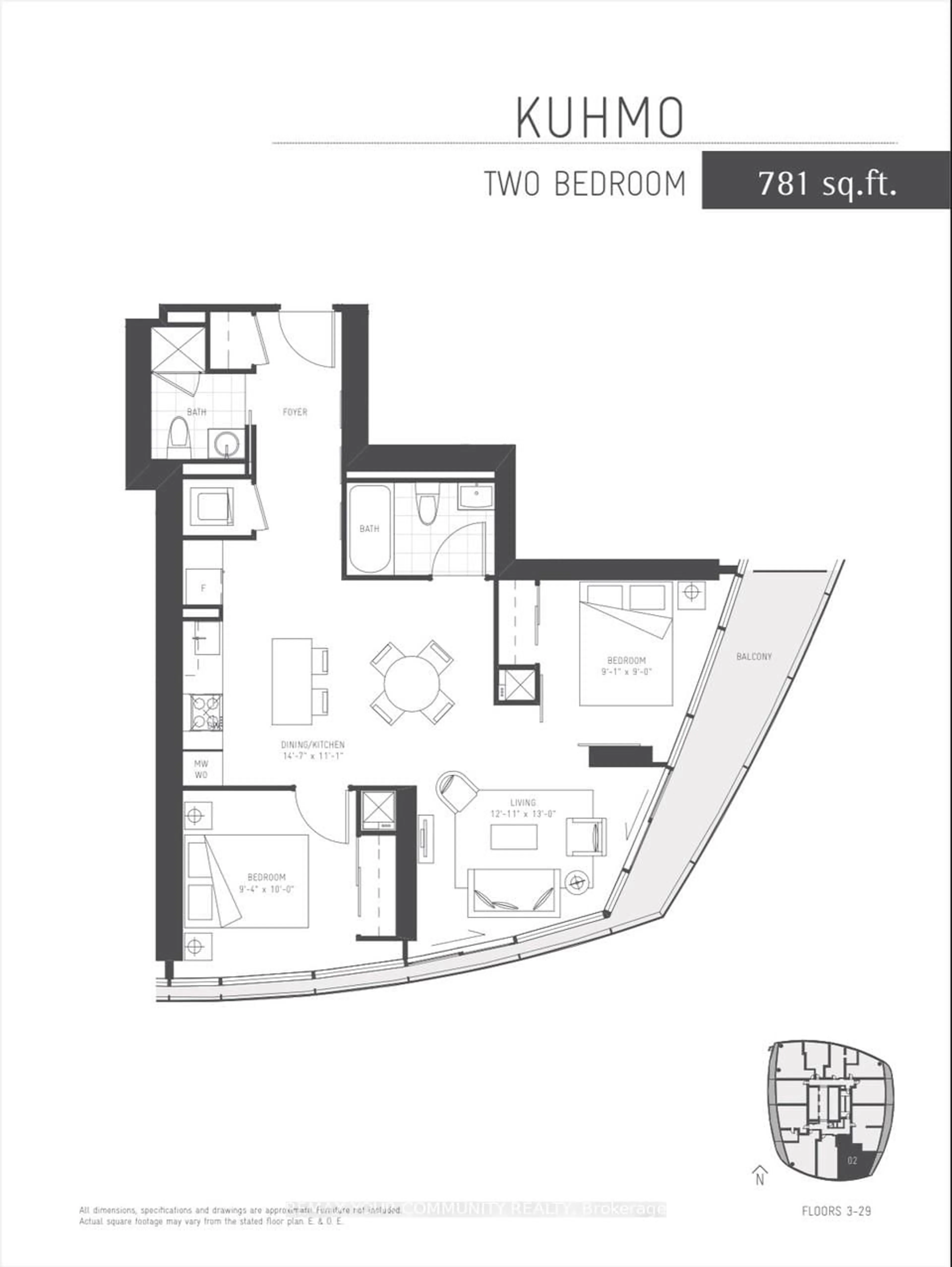 Floor plan for 14 York St #2302, Toronto Ontario M5J 0B1