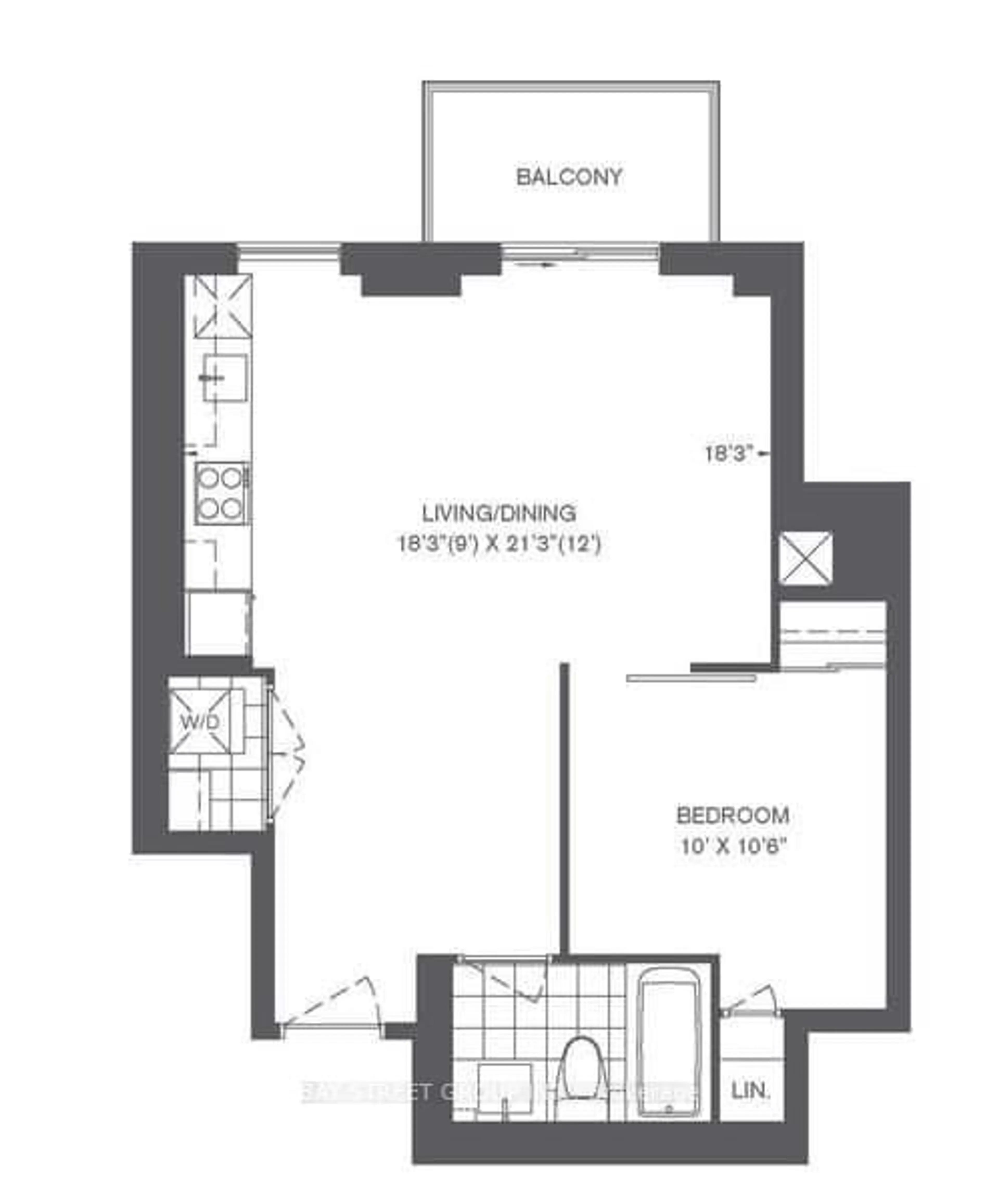 Floor plan for 352 Front St #910, Toronto Ontario M5V 1B5