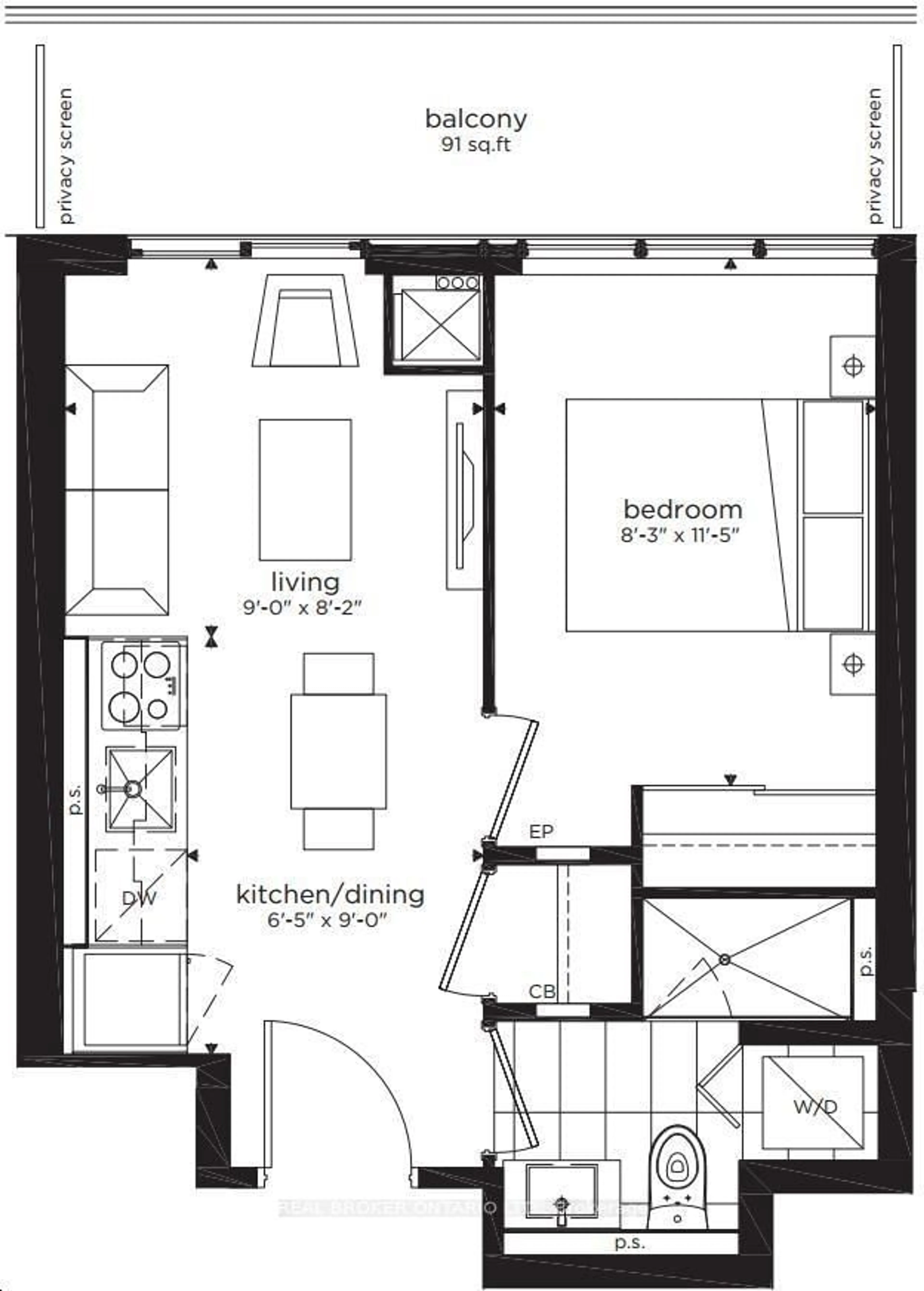 Floor plan for 195 Redpath Ave #2013, Toronto Ontario M4P 0E4