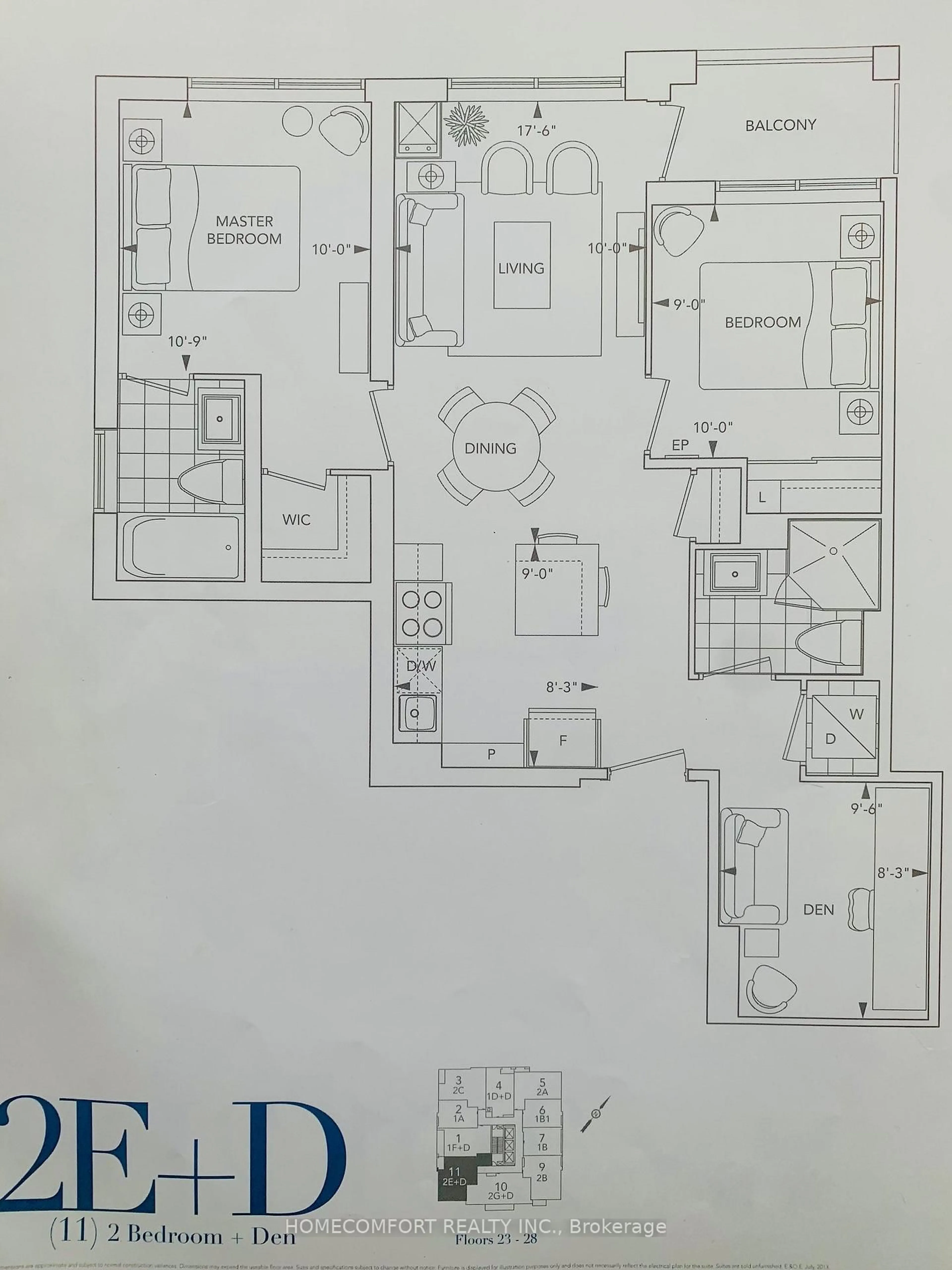 Floor plan for 18 Graydon Hall Dr #2511, Toronto Ontario M3A 0A4
