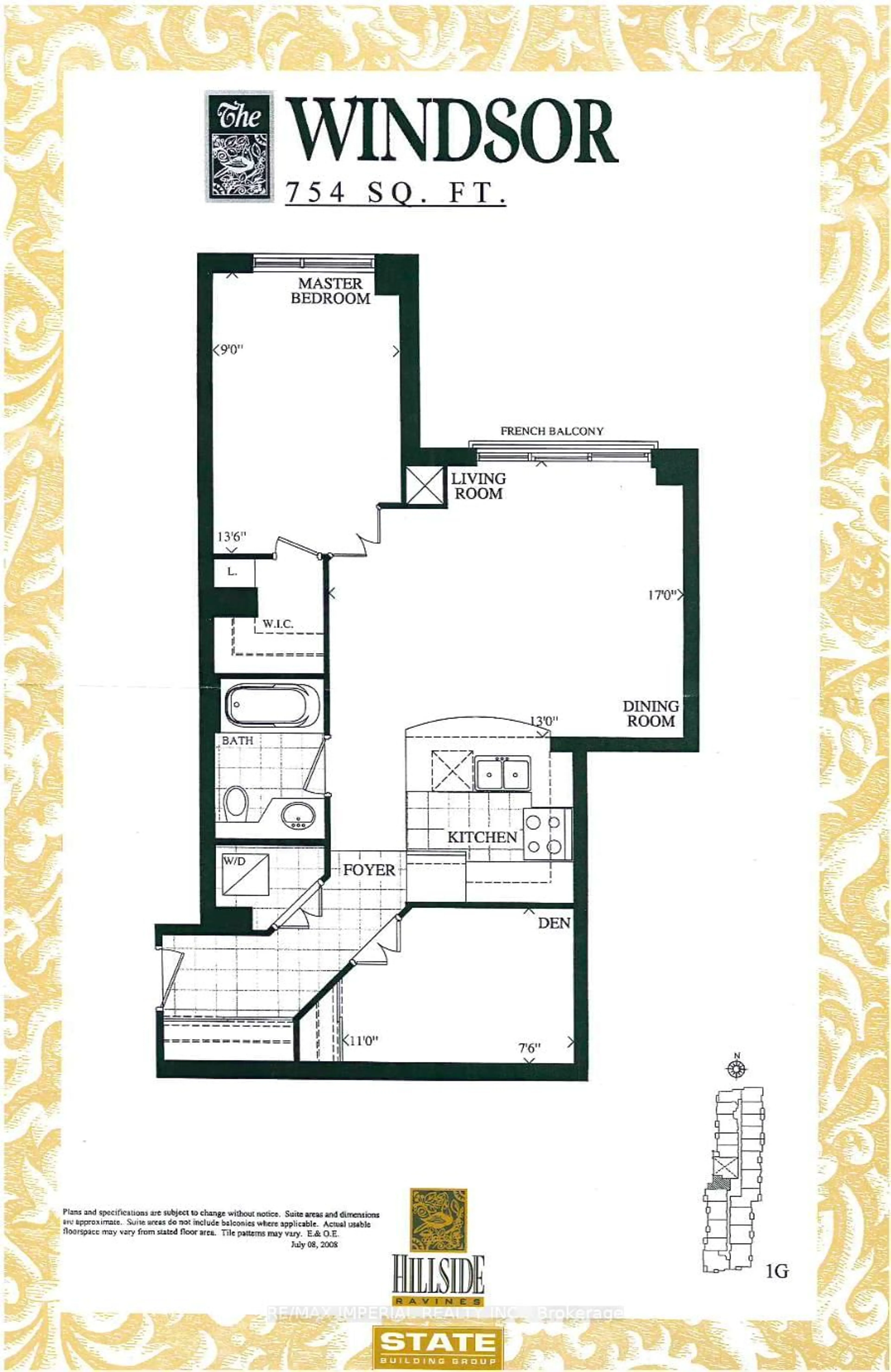 Floor plan for 38 WILLIAM CARSON Cres #223, Toronto Ontario M2P 2H2