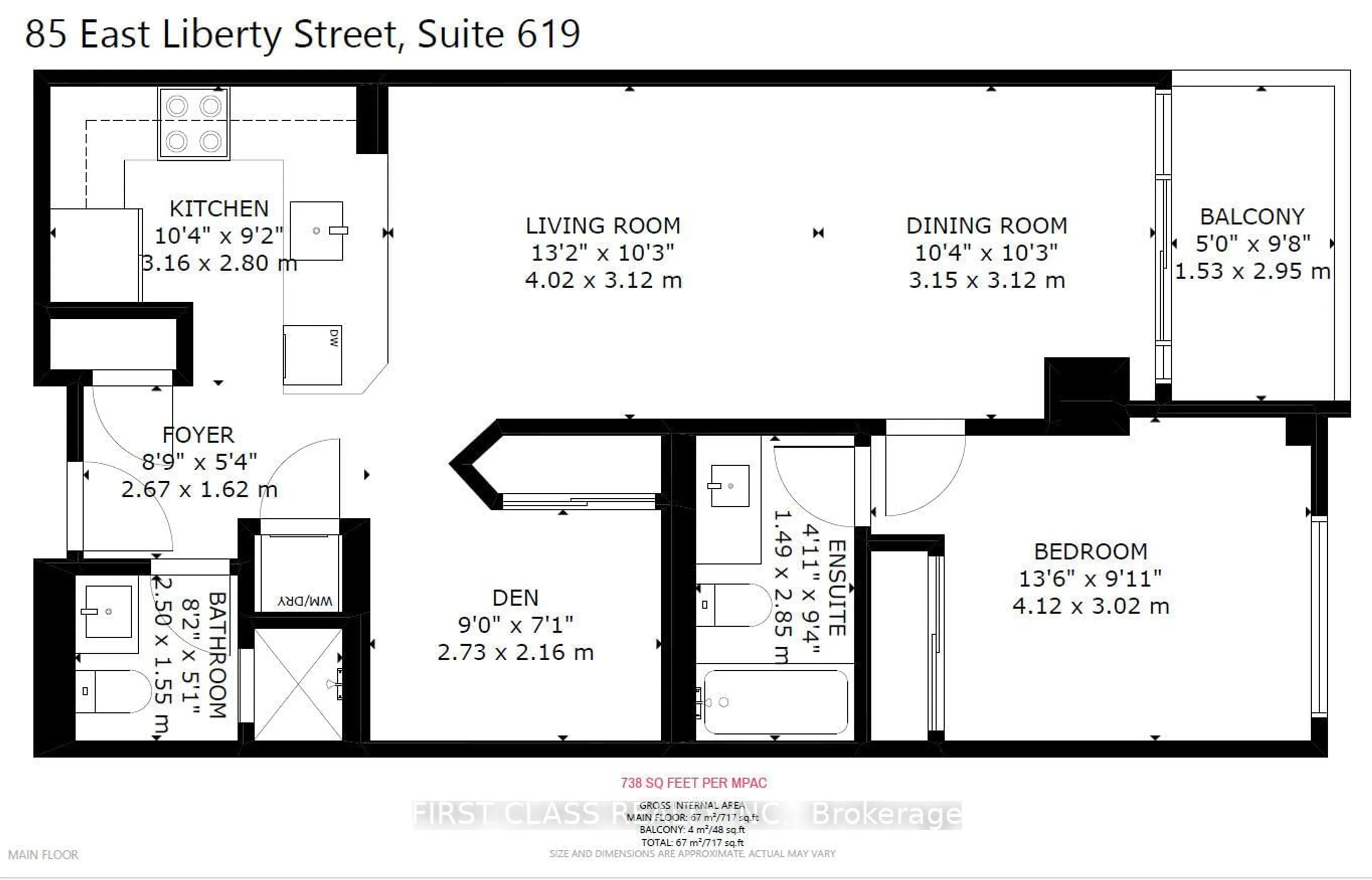 Floor plan for 85 East Liberty St #619, Toronto Ontario M6K 3R4