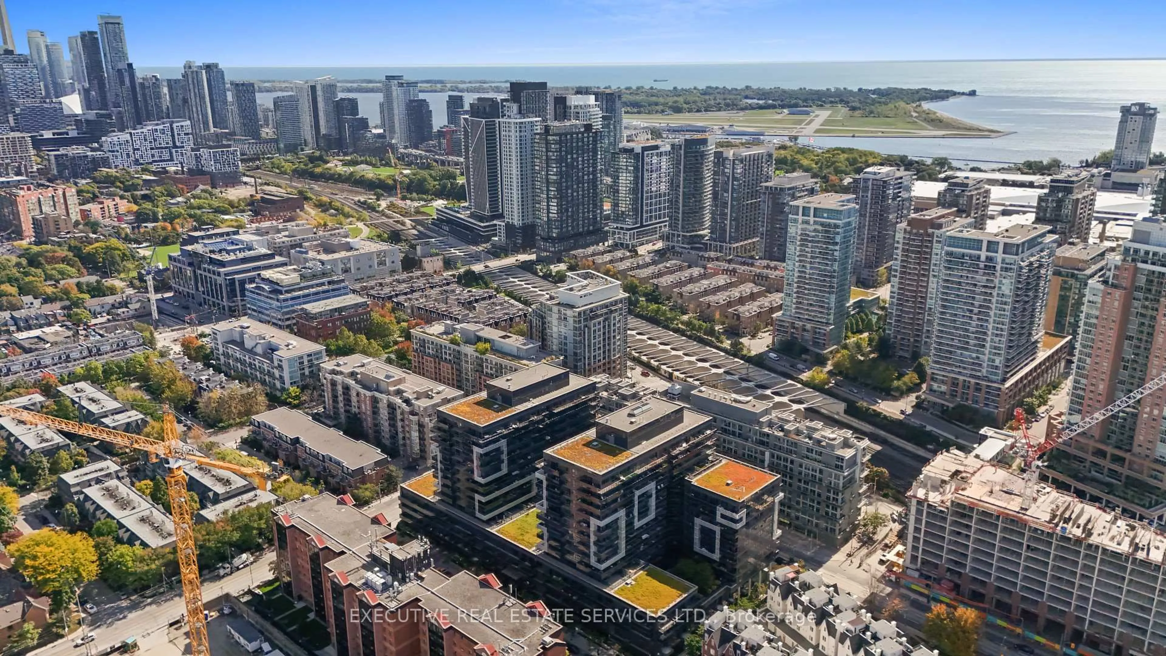 A pic from outside/outdoor area/front of a property/back of a property/a pic from drone, city buildings view from balcony for 1030 King St #721, Toronto Ontario M6K 0B4