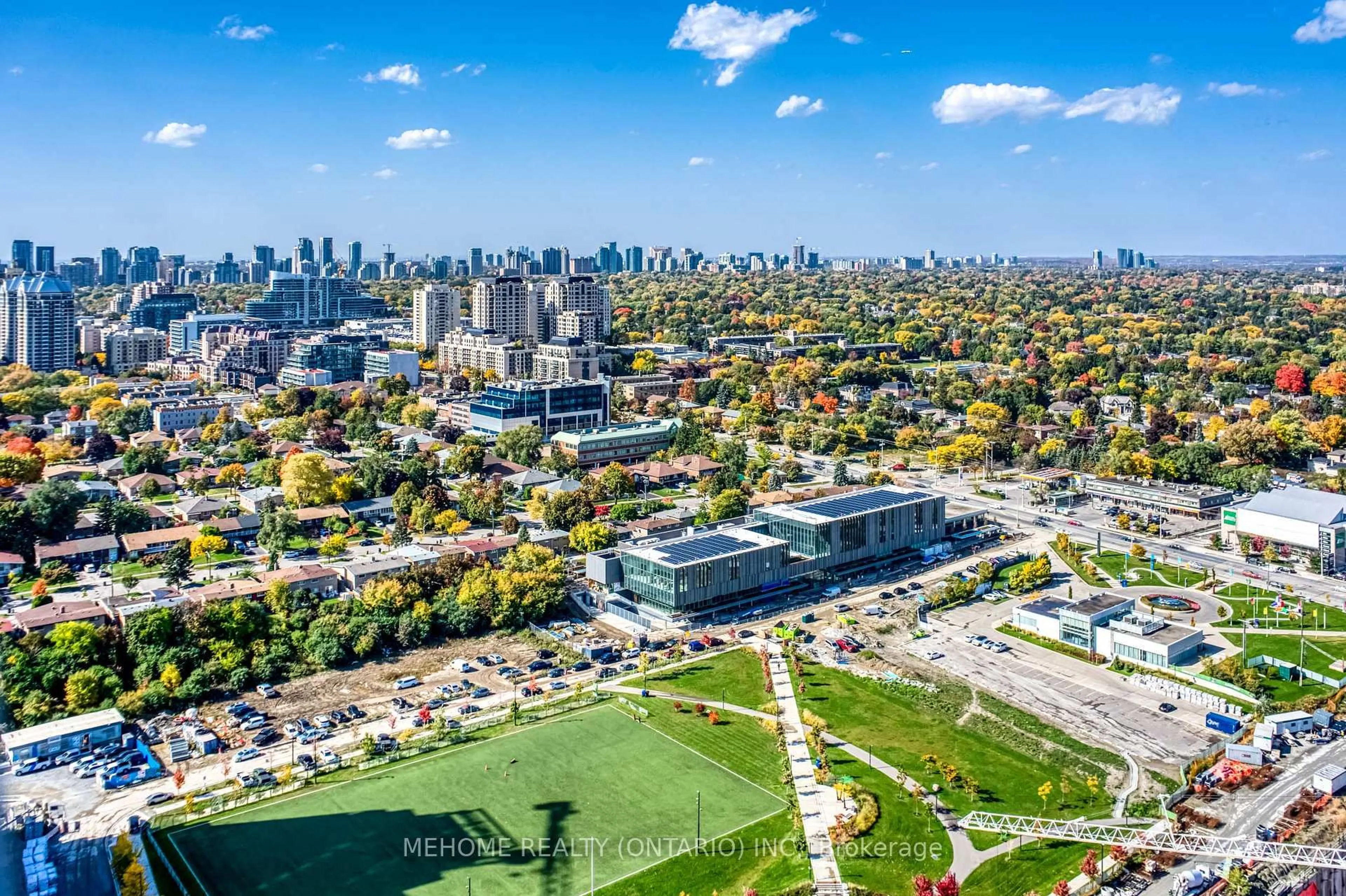 A pic from outside/outdoor area/front of a property/back of a property/a pic from drone, city buildings view from balcony for 95 McMahon Dr #3907, Toronto Ontario M2K 0H1