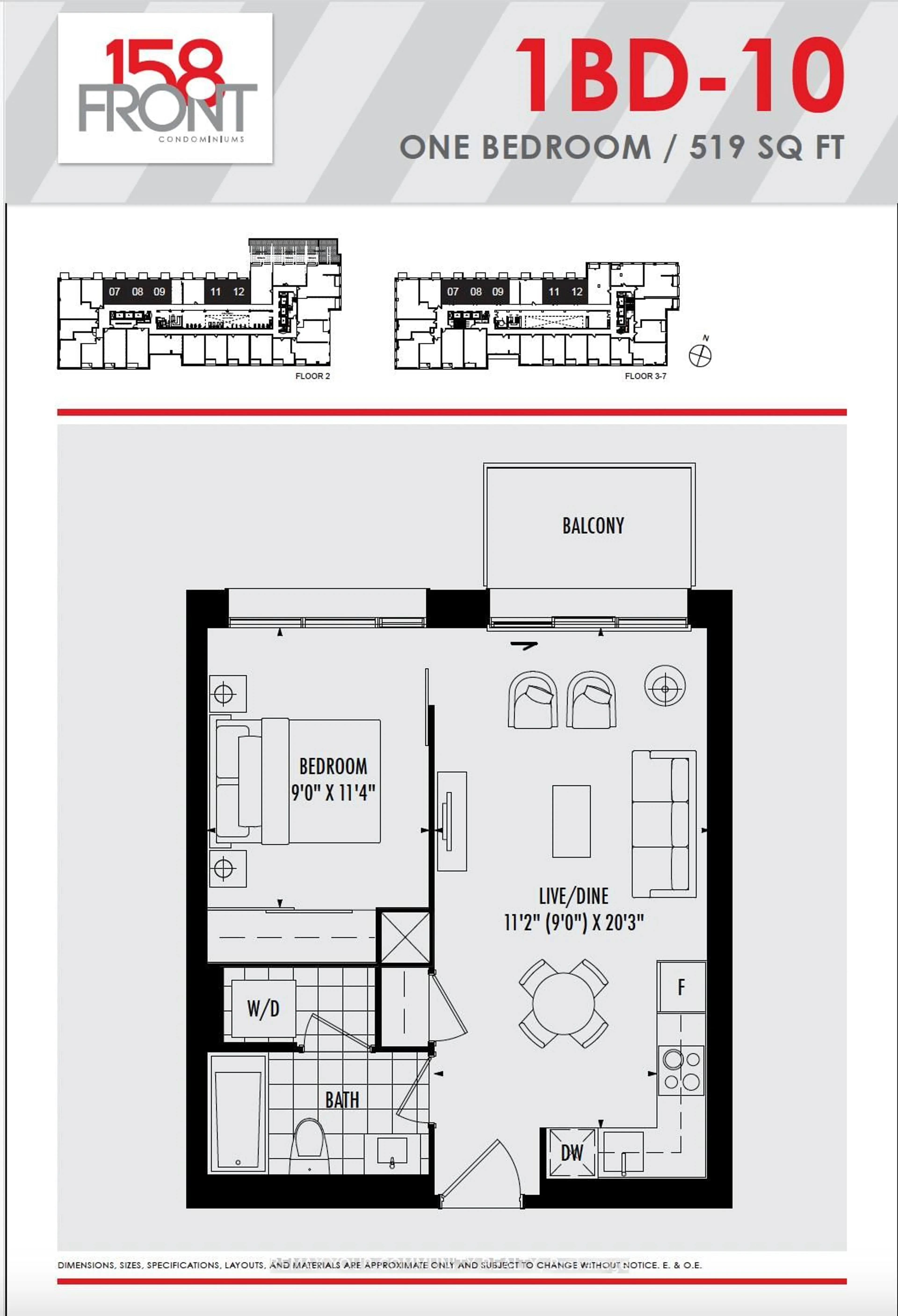Floor plan for 158 Front St #608, Toronto Ontario M5A 0K9