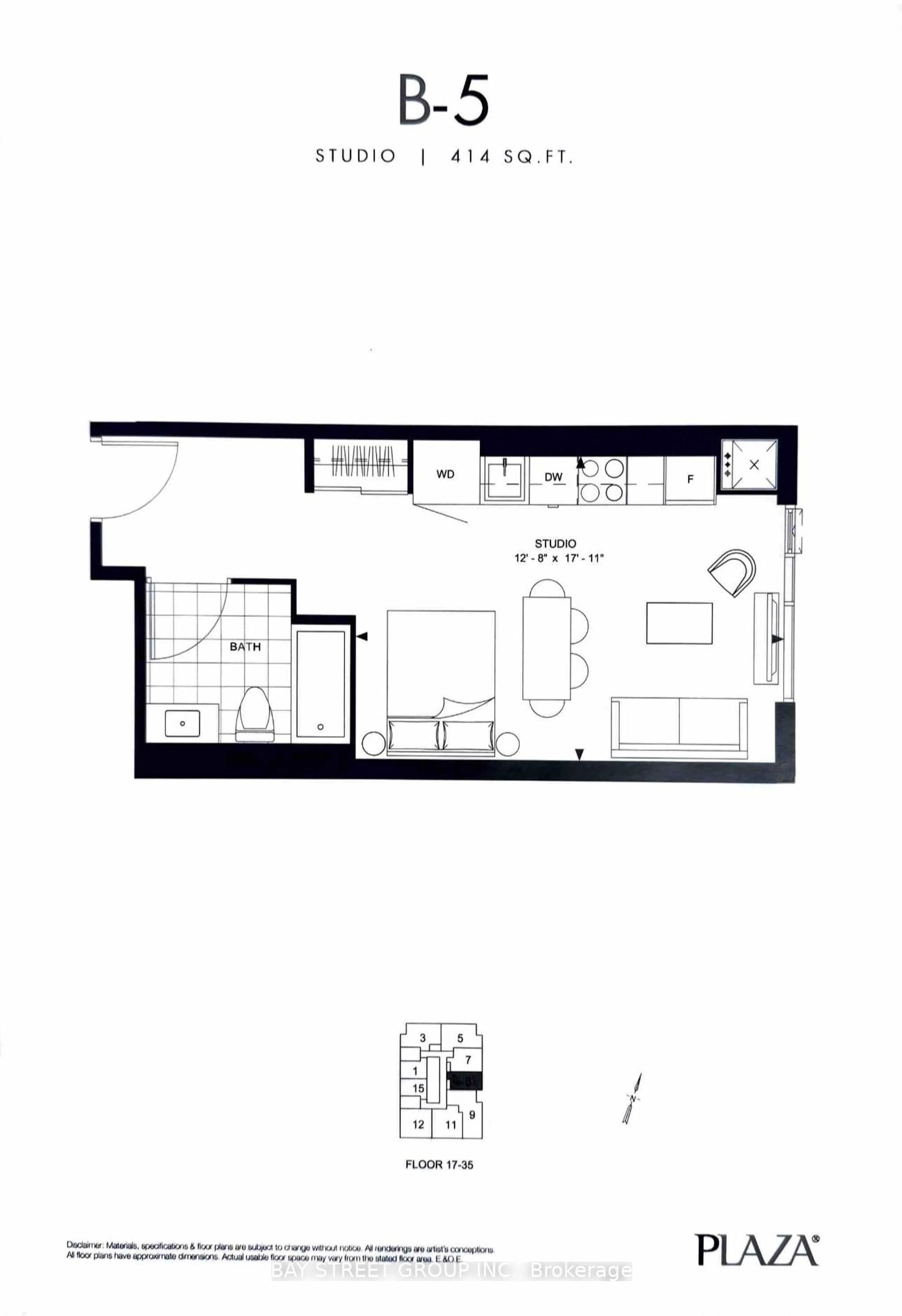 Floor plan for 8 Widmer St #2508, Toronto Ontario M5V 0W6
