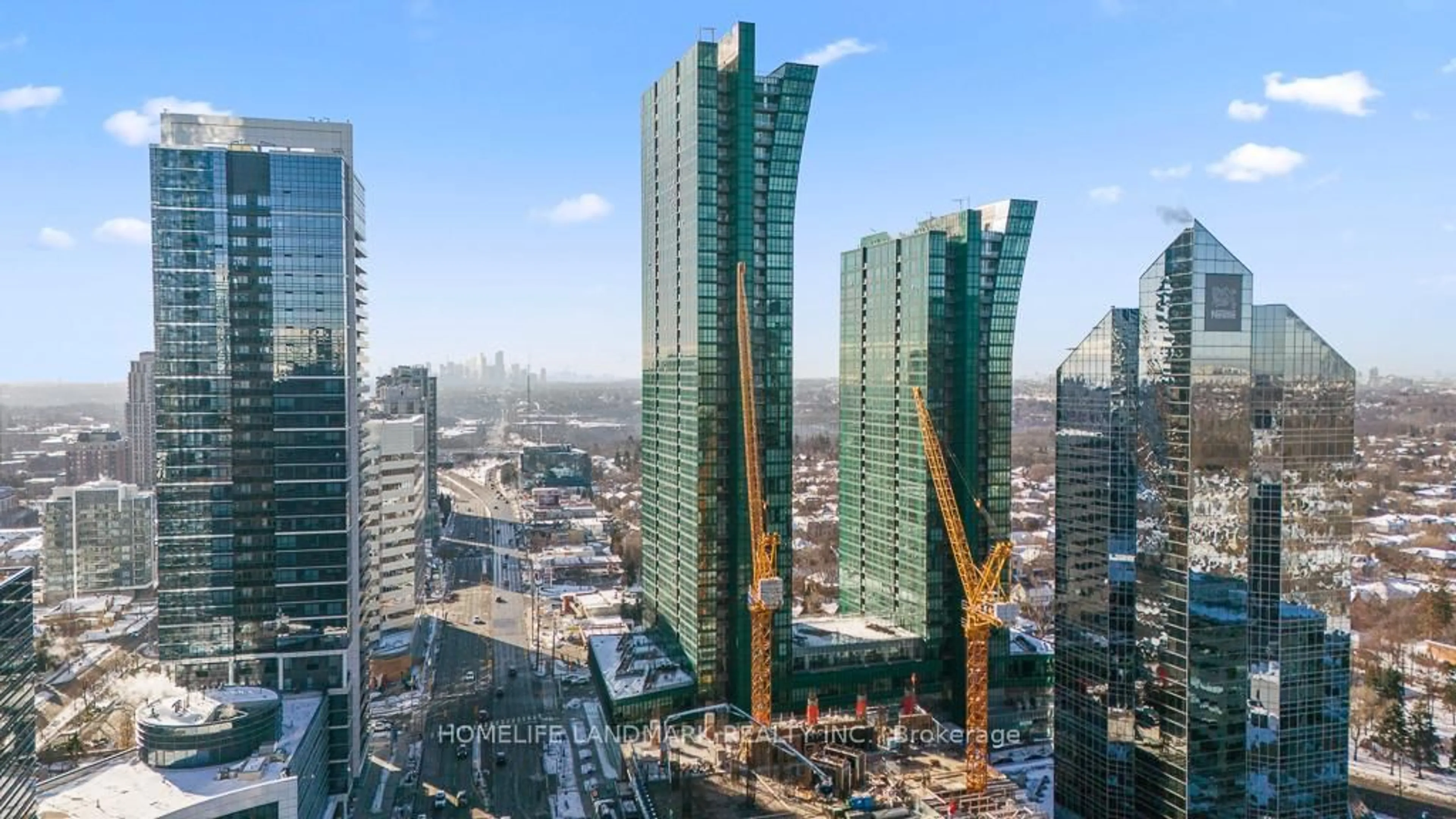 A pic from outside/outdoor area/front of a property/back of a property/a pic from drone, city buildings view from balcony for 9 Bogert Ave #3706, Toronto Ontario M2N 0H3